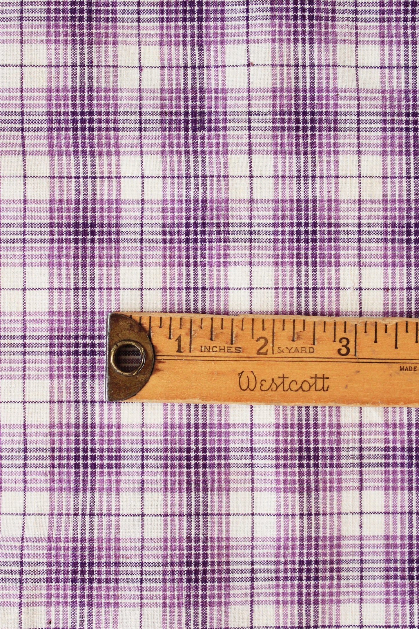 1920s Purple And White Plaid Cotton Sewing Fabric, 9.5 Yards