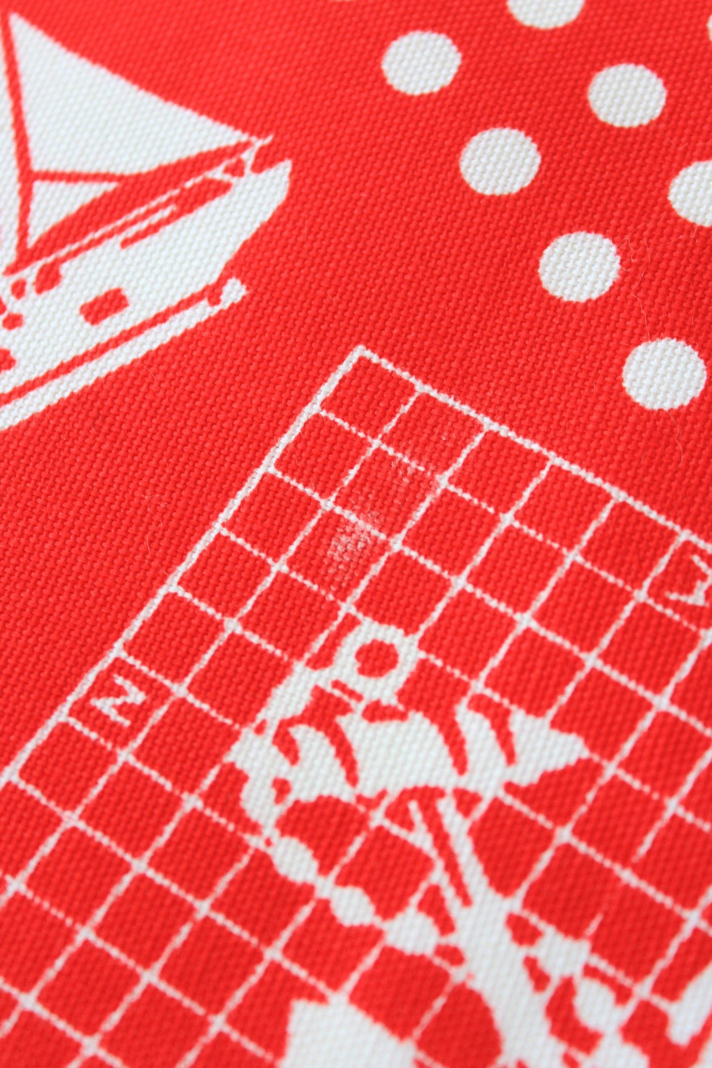1980s Red And White Sailboat/Anchor Nautical Cotton Vintage Print Fabric, 4 Yards