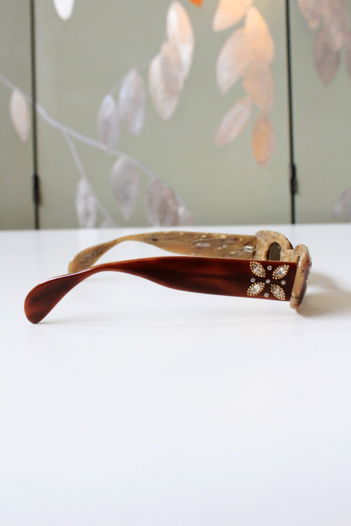 1990s Rhinestone Stars Brown Harry Lary's Sunglasses