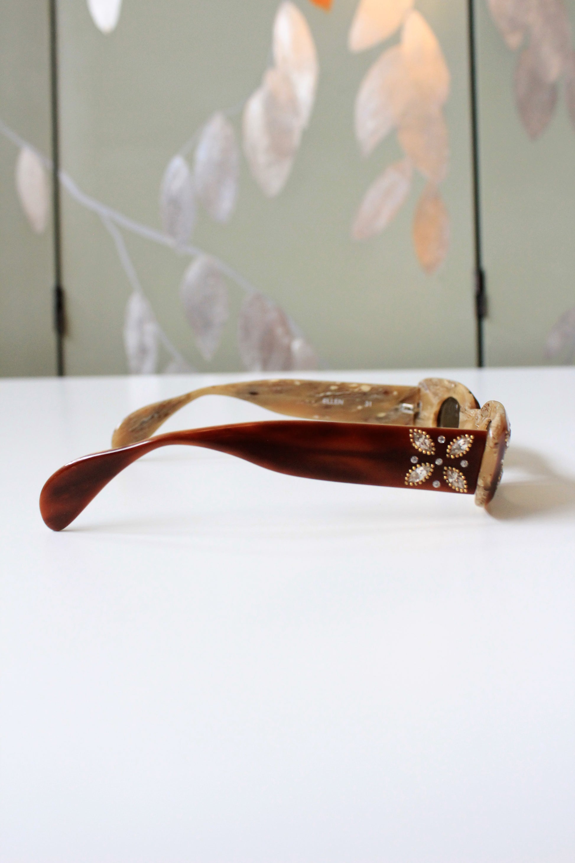 1990s Rhinestone Stars Brown Harry Lary's Sunglasses