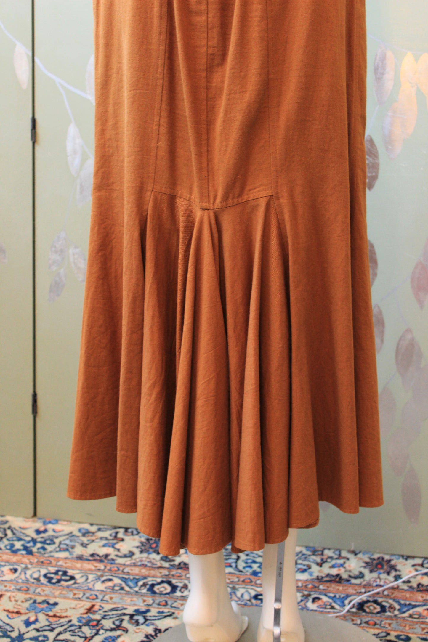 1980s Casual Boho Tan Lace Up Contempo Casuals Skirt, Small/Medium