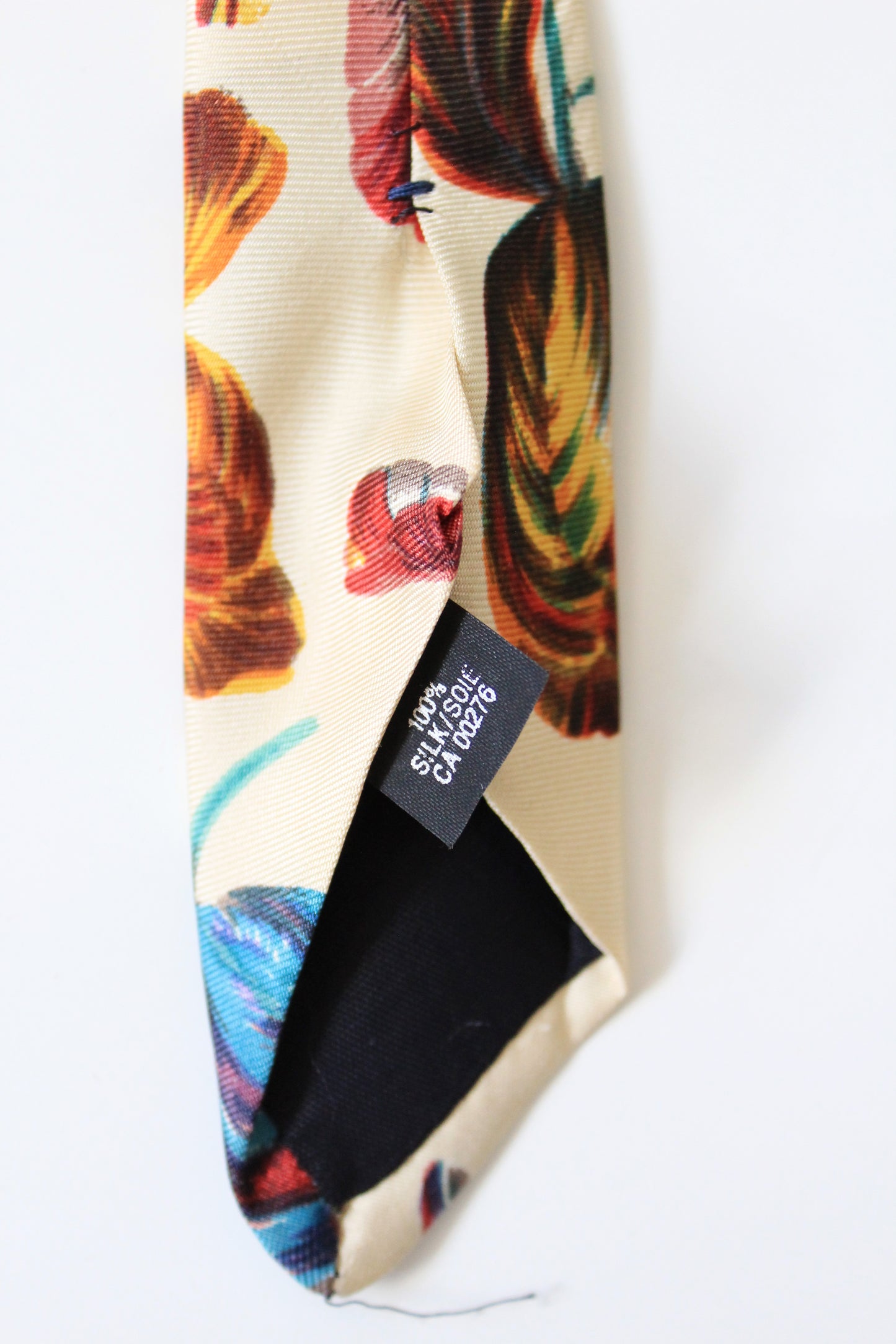 1990s YSL Multicoloured Flowers Silk Designer Tie With Ivory Base