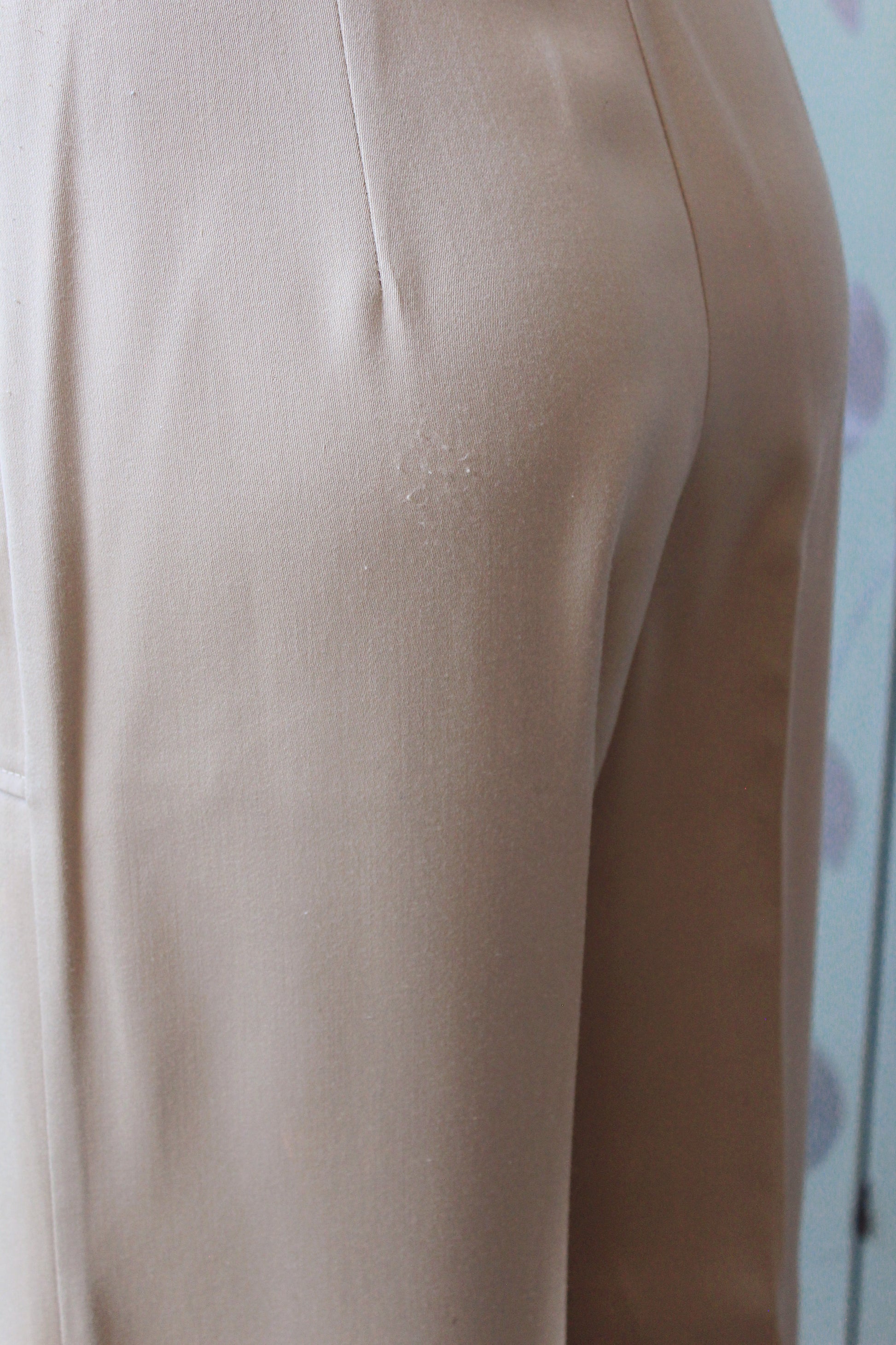 1970s Beige Wide Leg Pants With Large Pockets, XS