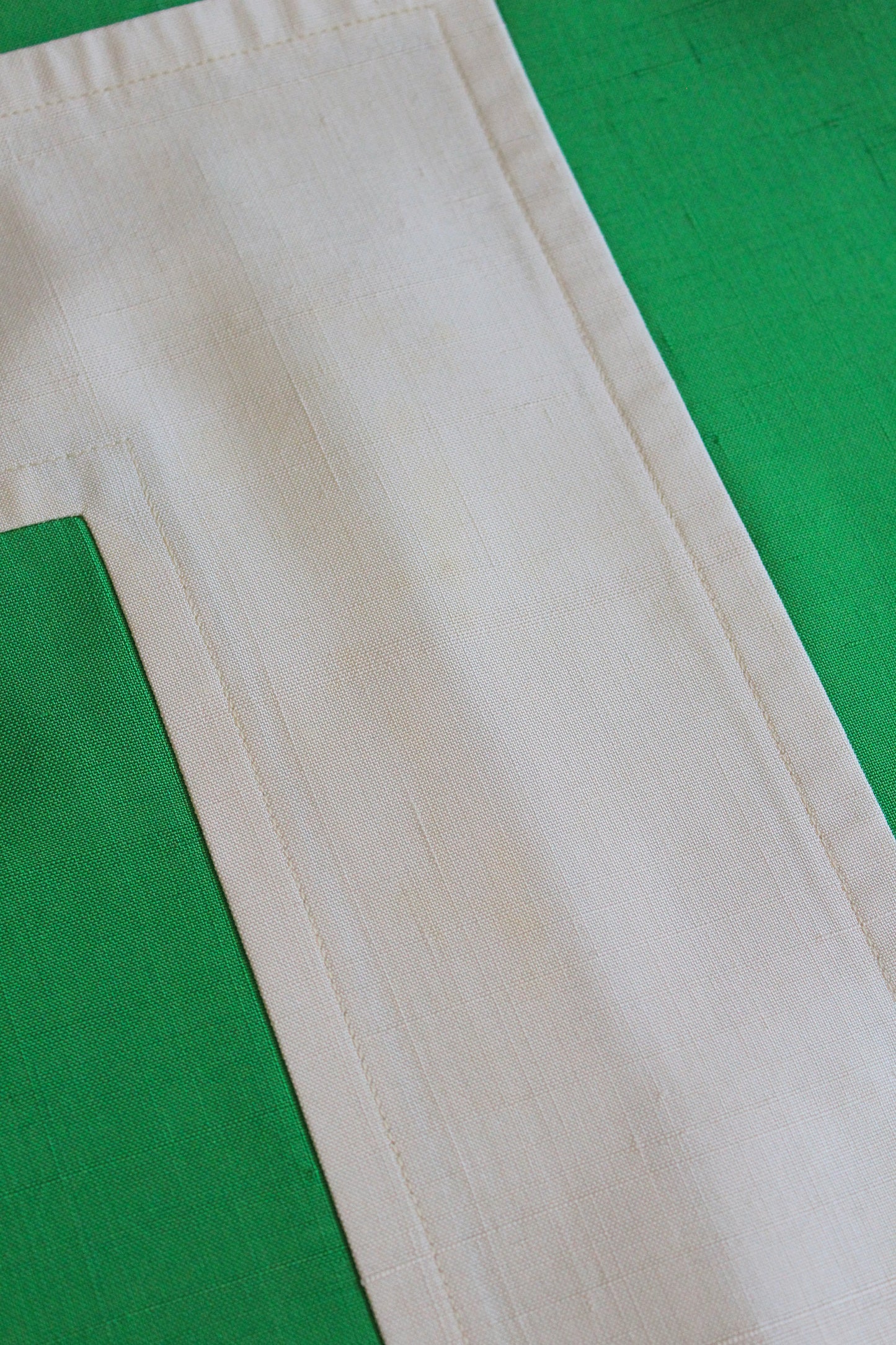 1980s Does 1960s Graphic Green And White Mod Dress, Medium