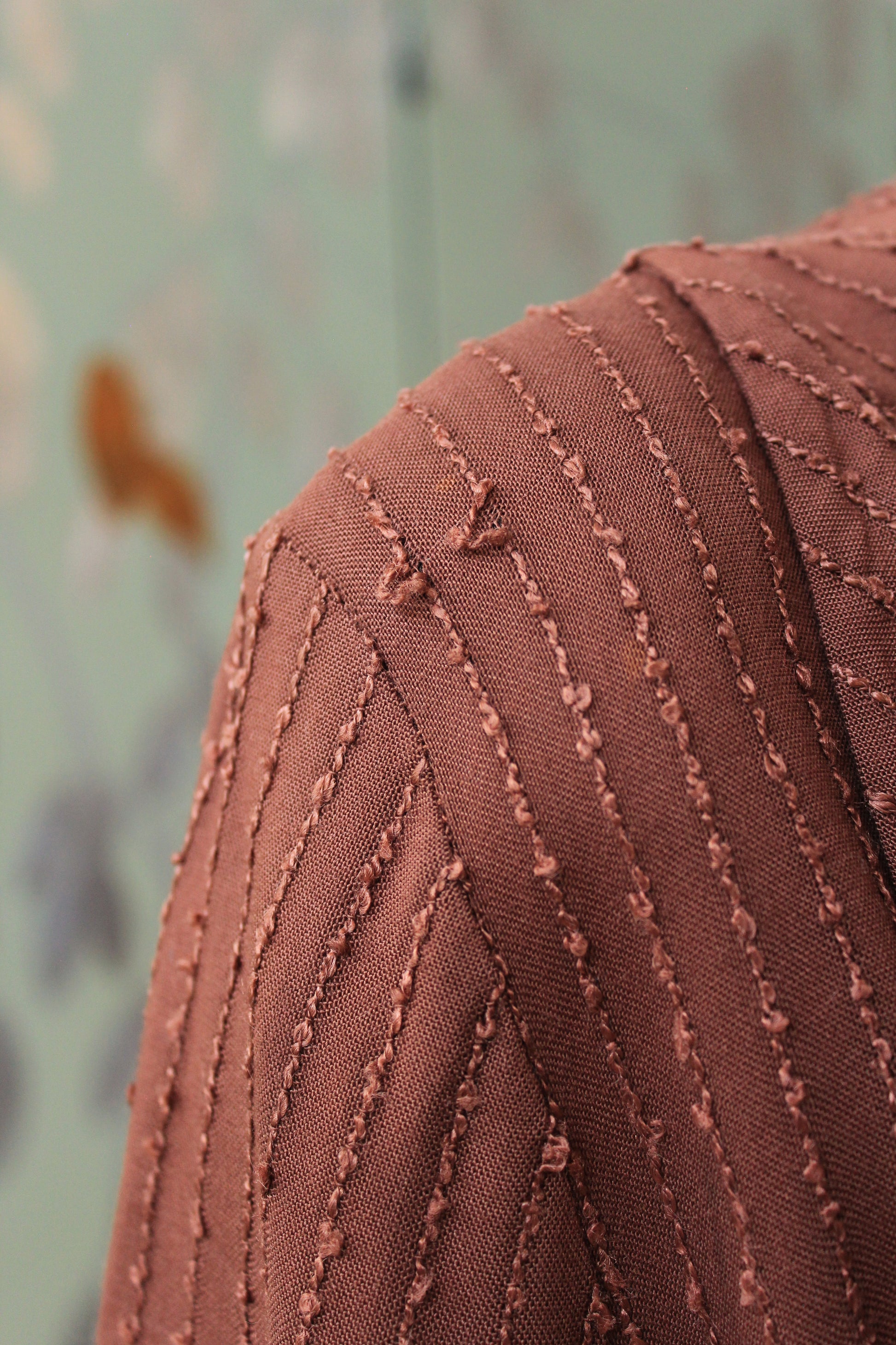 1940s Cinnamon Oversized Collar Short Sleeve Dress With Belt, Large