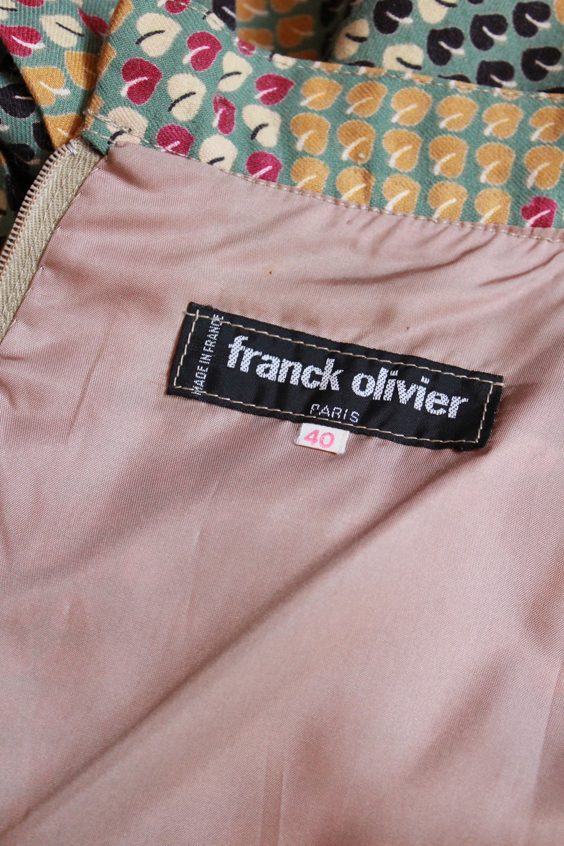 1970s Franck Olivier Pleated Leaf Print Skirt, Small