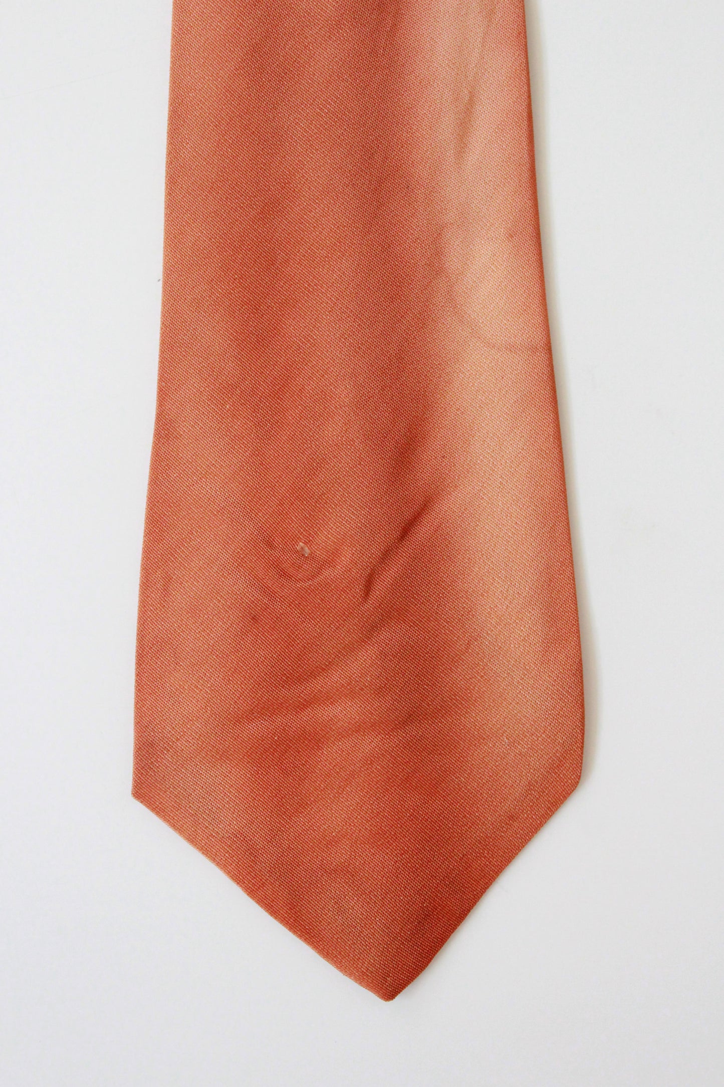 Vintage 1950s Orange Rayon Tie With Green Leaves, Made In The USA