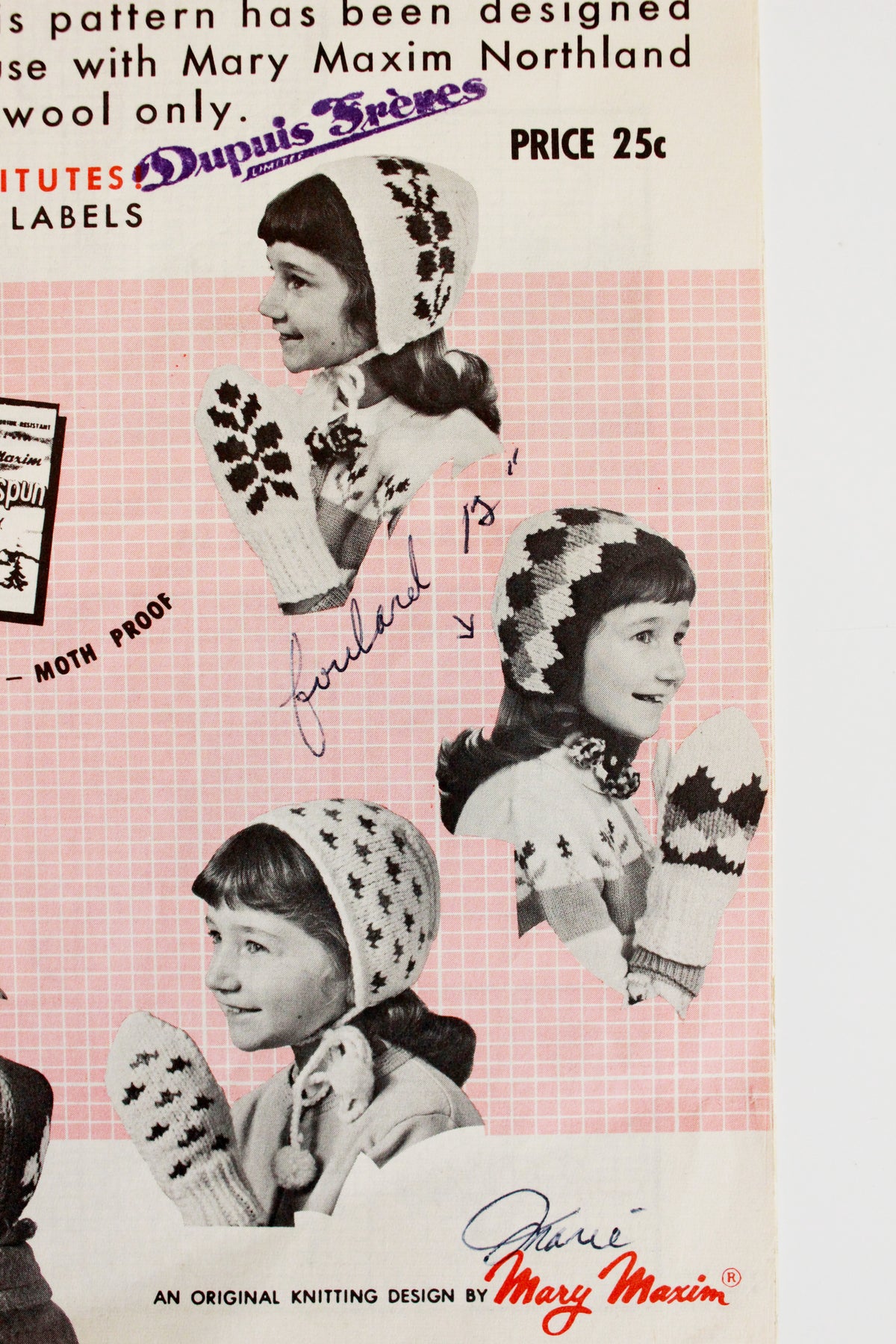 1960s Mary Maxim Ladies And Girls  Kitting Pattern 512, Hoods And Mitts 