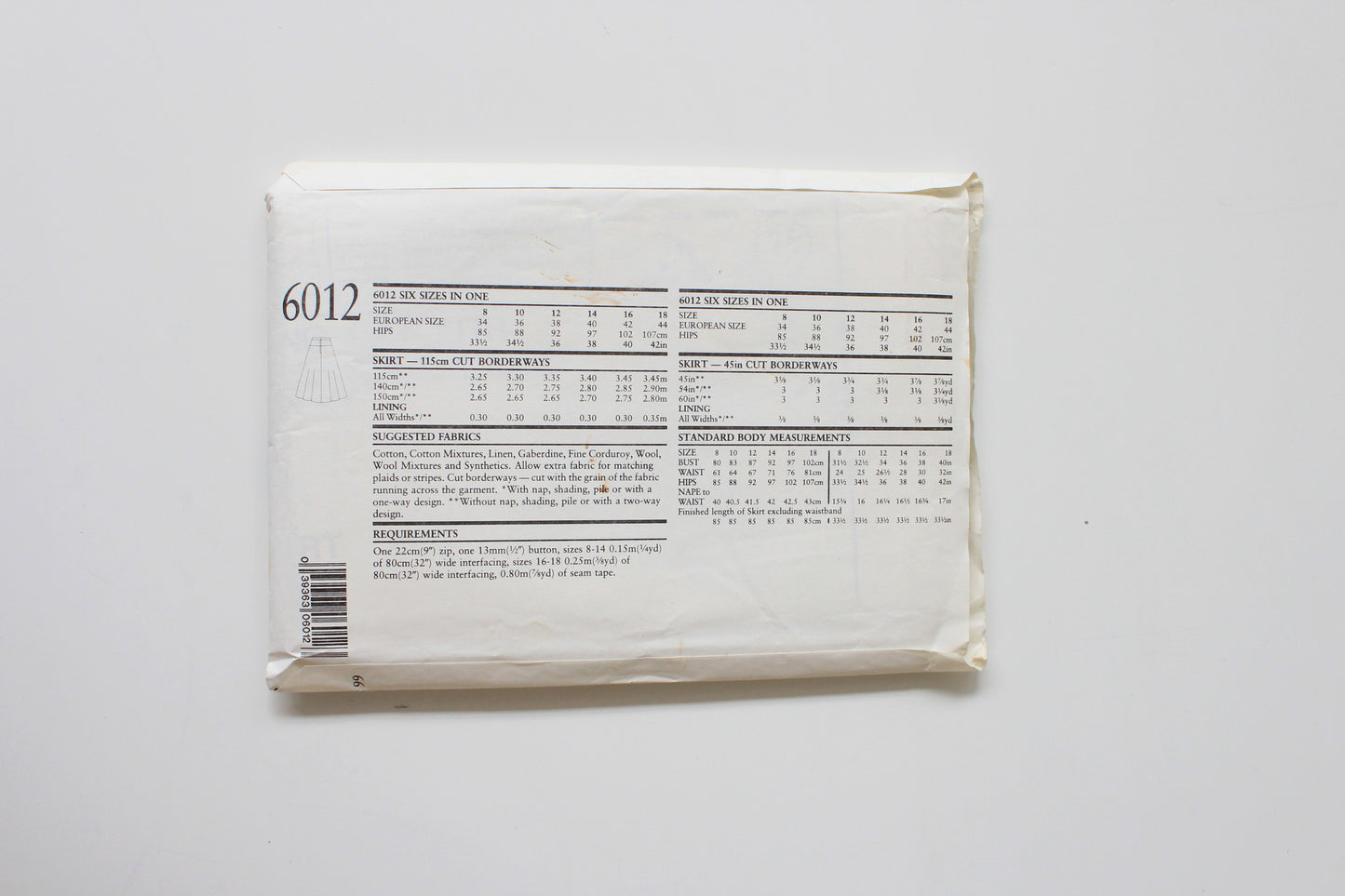 1980s Flared Skirt New Look 6012 Sewing Pattern,Six Sizes In One, Uncut Size 8-18