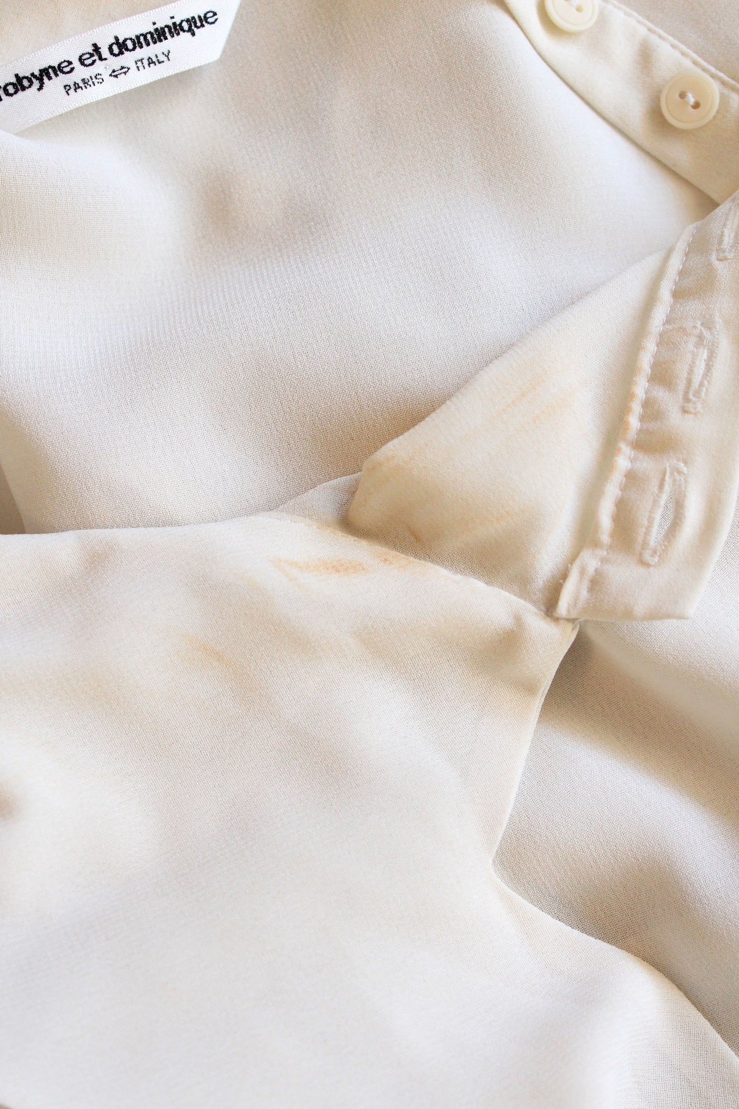 2000s Cream Side Bow Elegant Long Sleeve Blouse, Medium