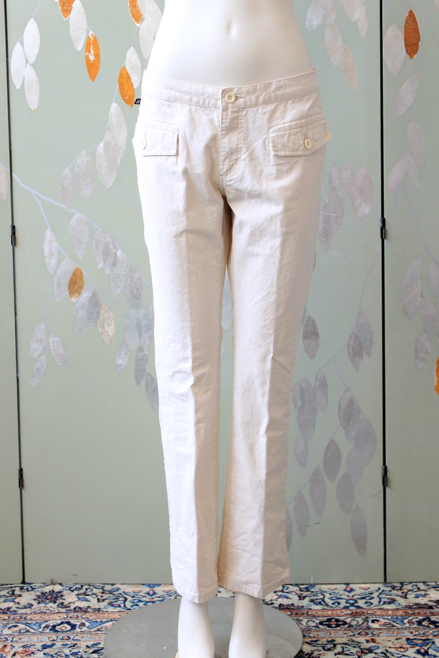 Early 2000s Cream Low Rise Straight leg Pants, Small