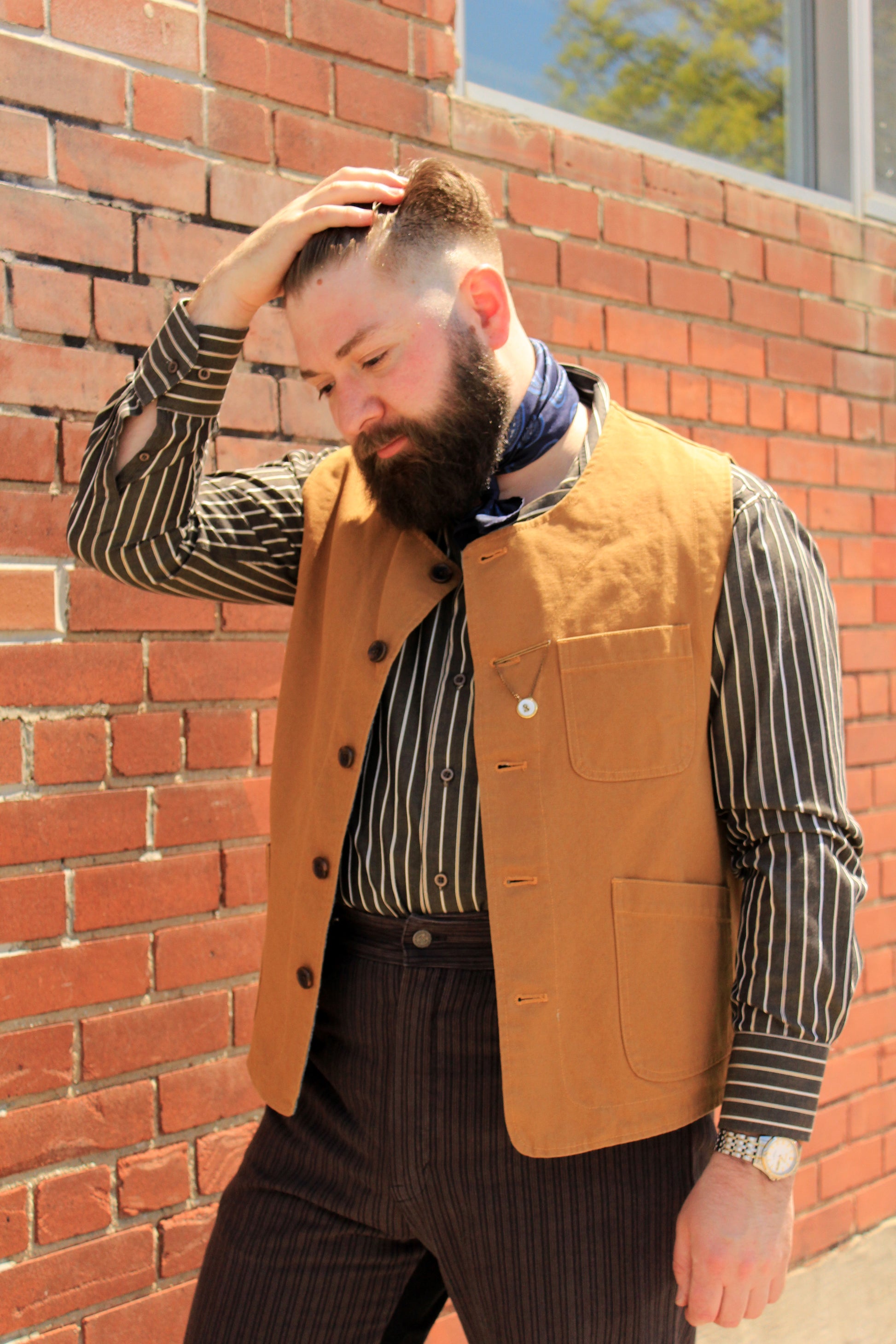 mens brown striped dress shirt Barabas Mens Brown & White Striped 100% Cotton Knitted Short Sleeve Sh The Suit Depot