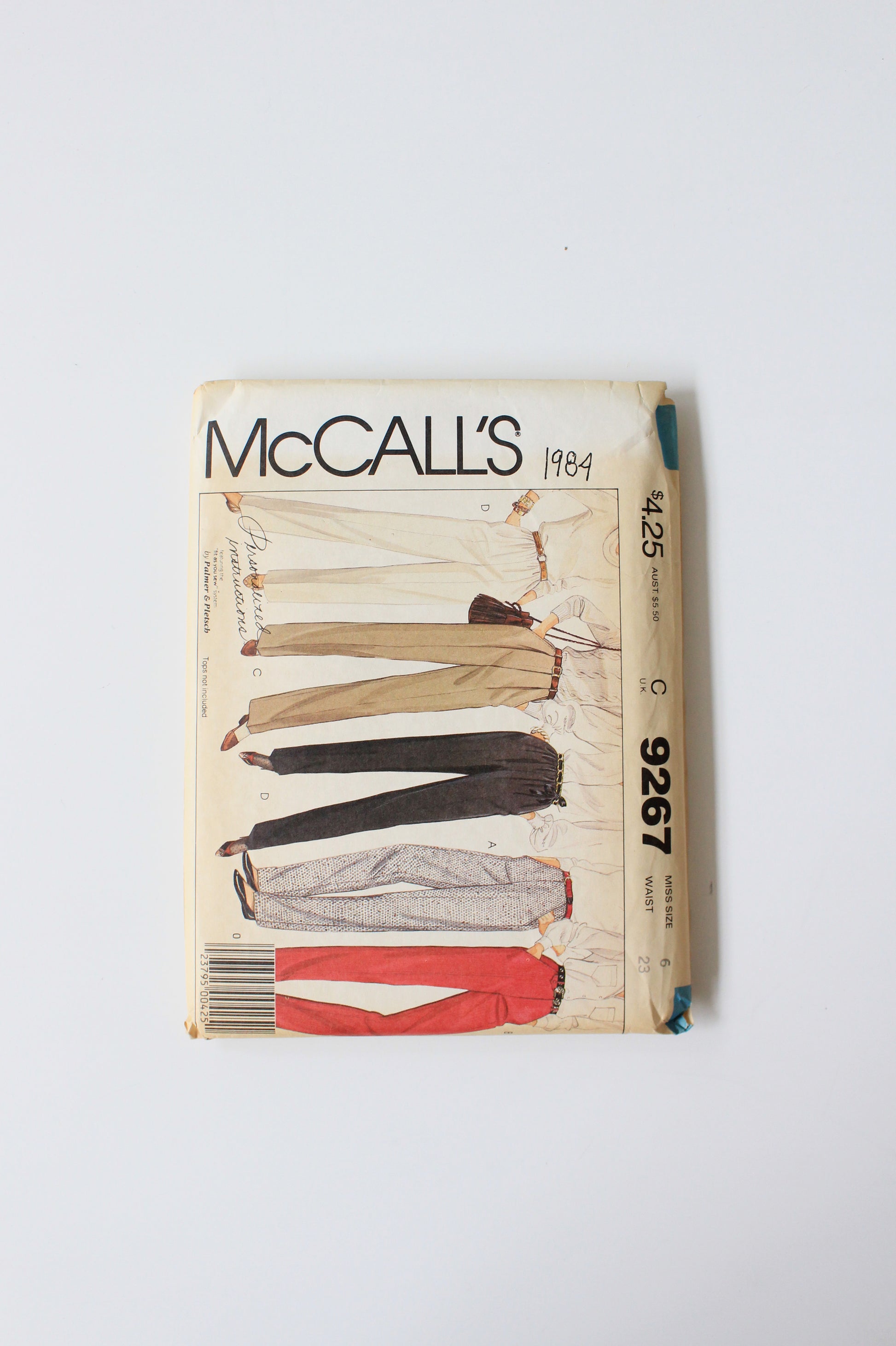 1980s Tailored Trousers McCall's 9267 Sewing Pattern, Uncut Size 6