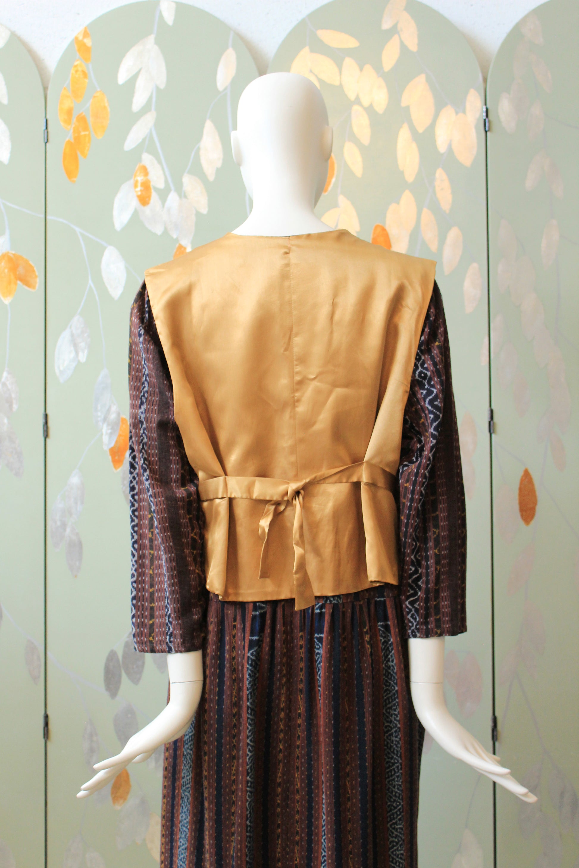 Whimsical Cream Floral and Bird Embroidered Vest, Made In India, Large