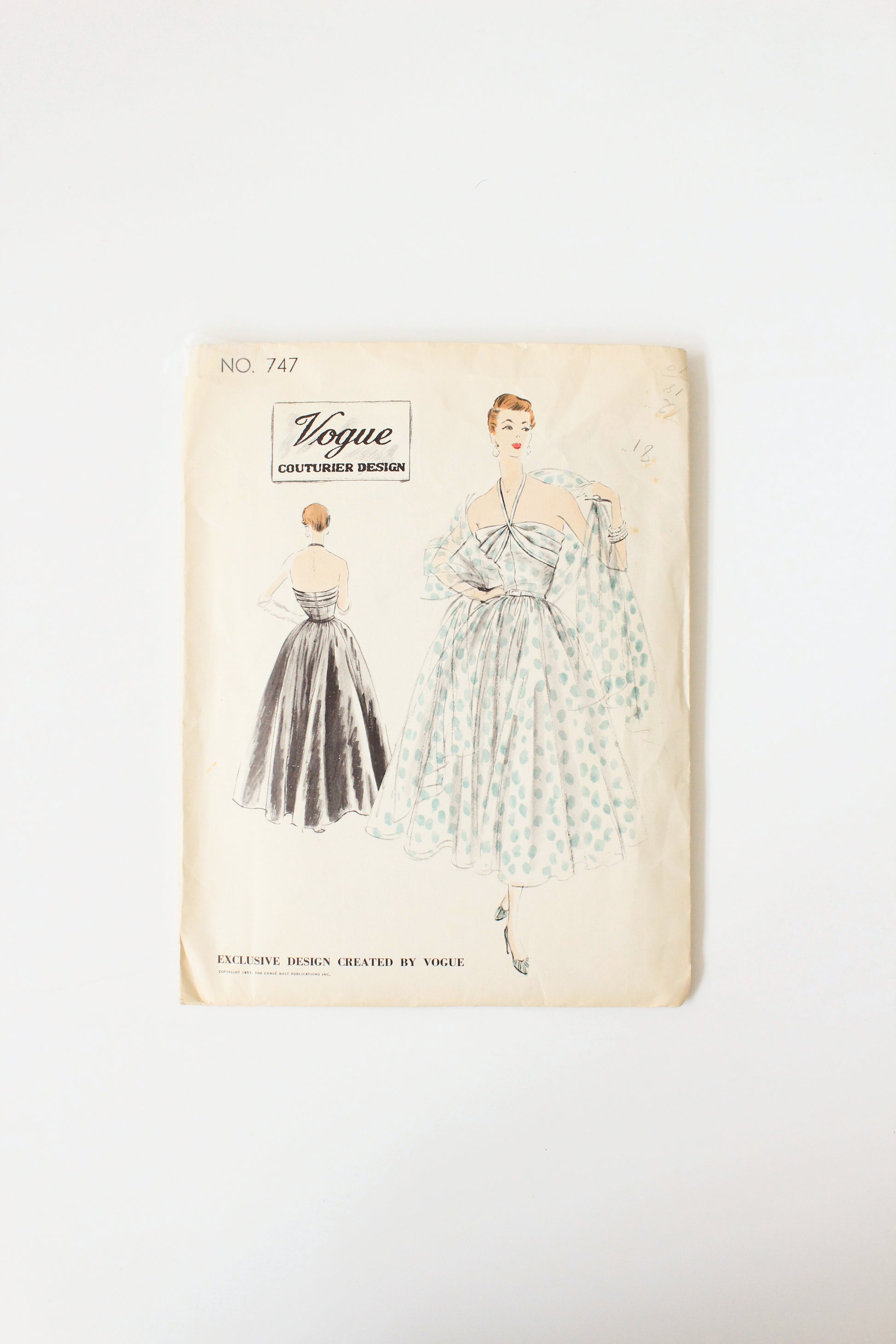 1950s Halter Dress Vogue Couturier Design 747 Sewing Pattern, Cut-Comp Ian Drummond Vintage 1950s Halter Dress Vogue Couturier Design 747 Sewing Pattern, Cut-Comp Ian Drummond Vintage