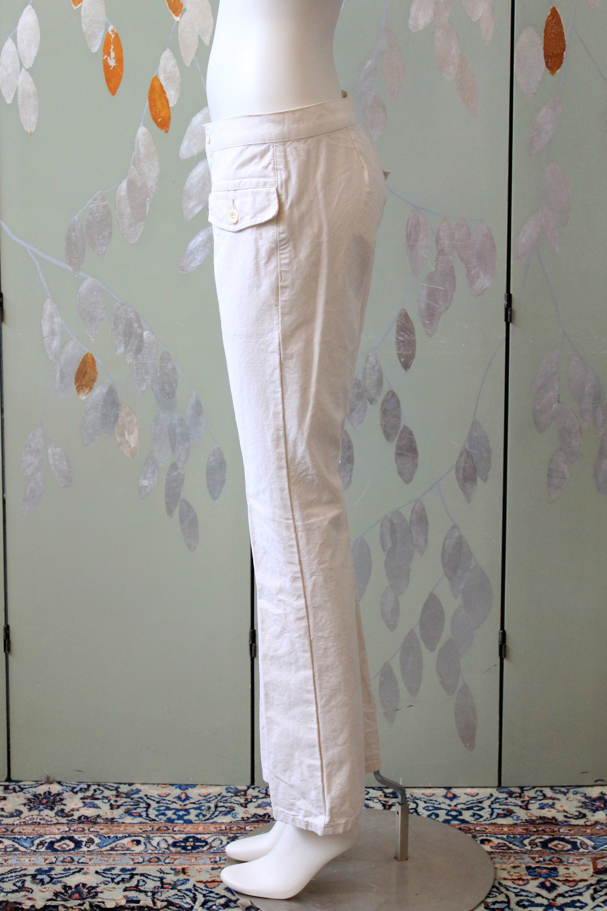 Early 2000s Cream Low Rise Straight leg Pants, Small