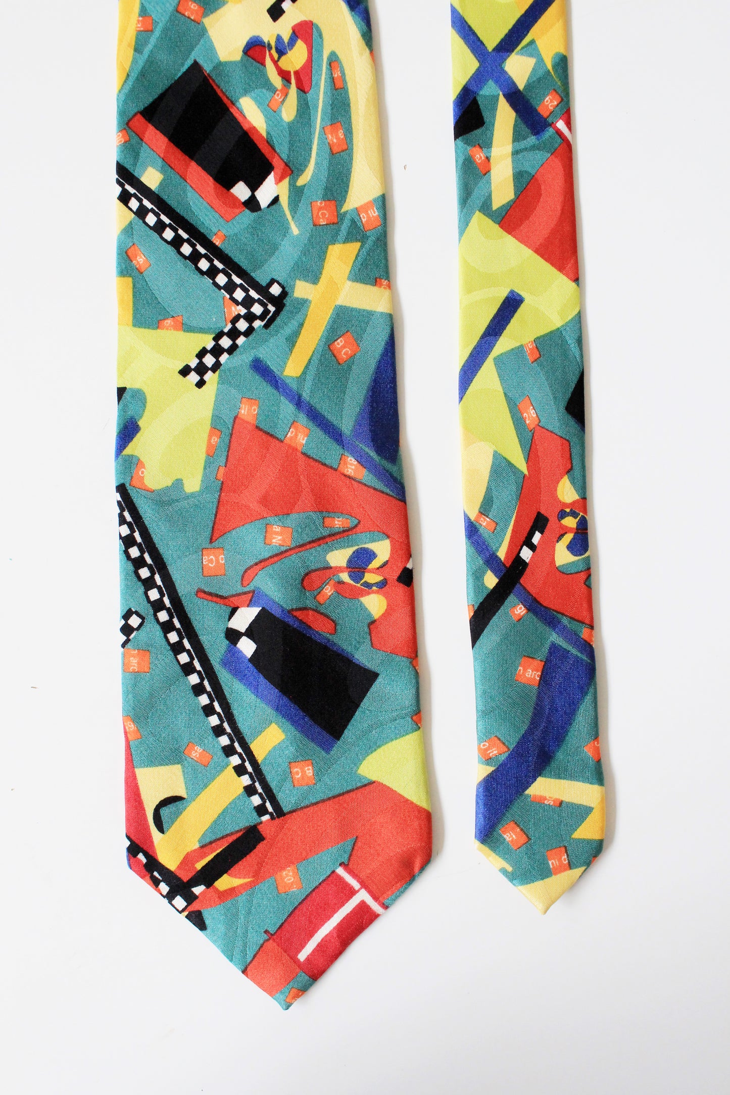 1990s Colourful Memphis Milano Silk Designer Tie In An Abstract Print