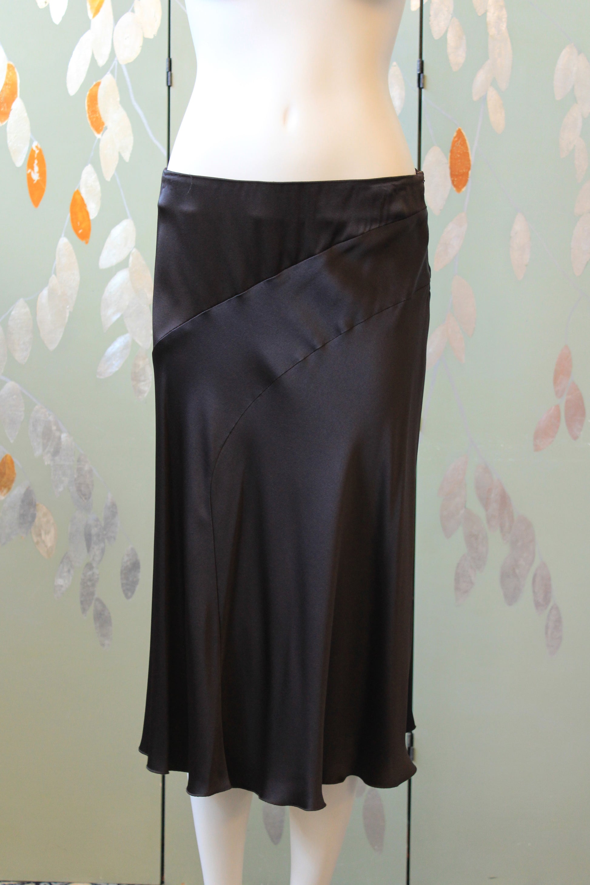 Early 2000s Donna Karan Plum Bias Cut Slinky Skirt, Medium