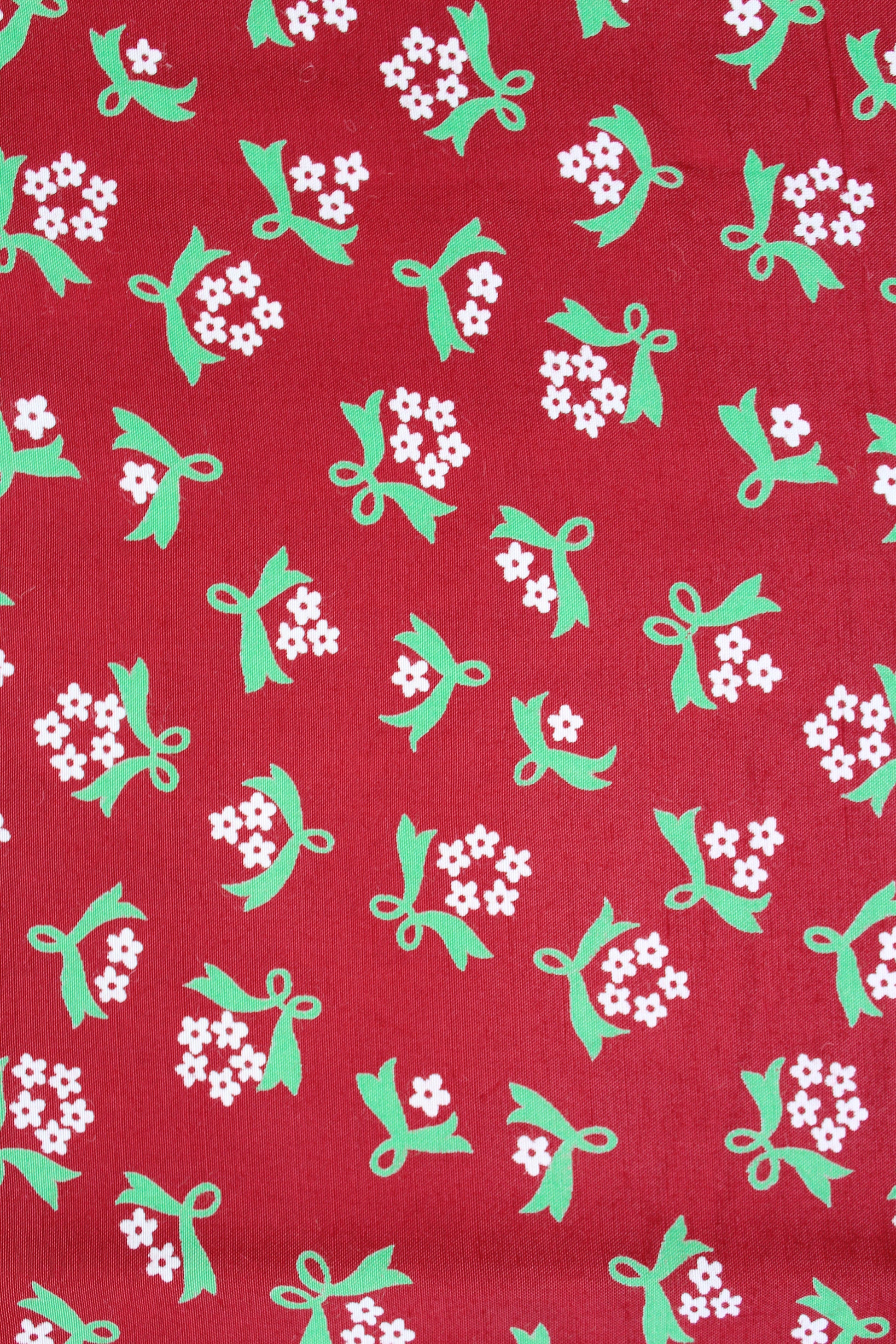 1940s Burgundy With White And Green Ditsy Flower Print Rayon, 3.8 Yards
