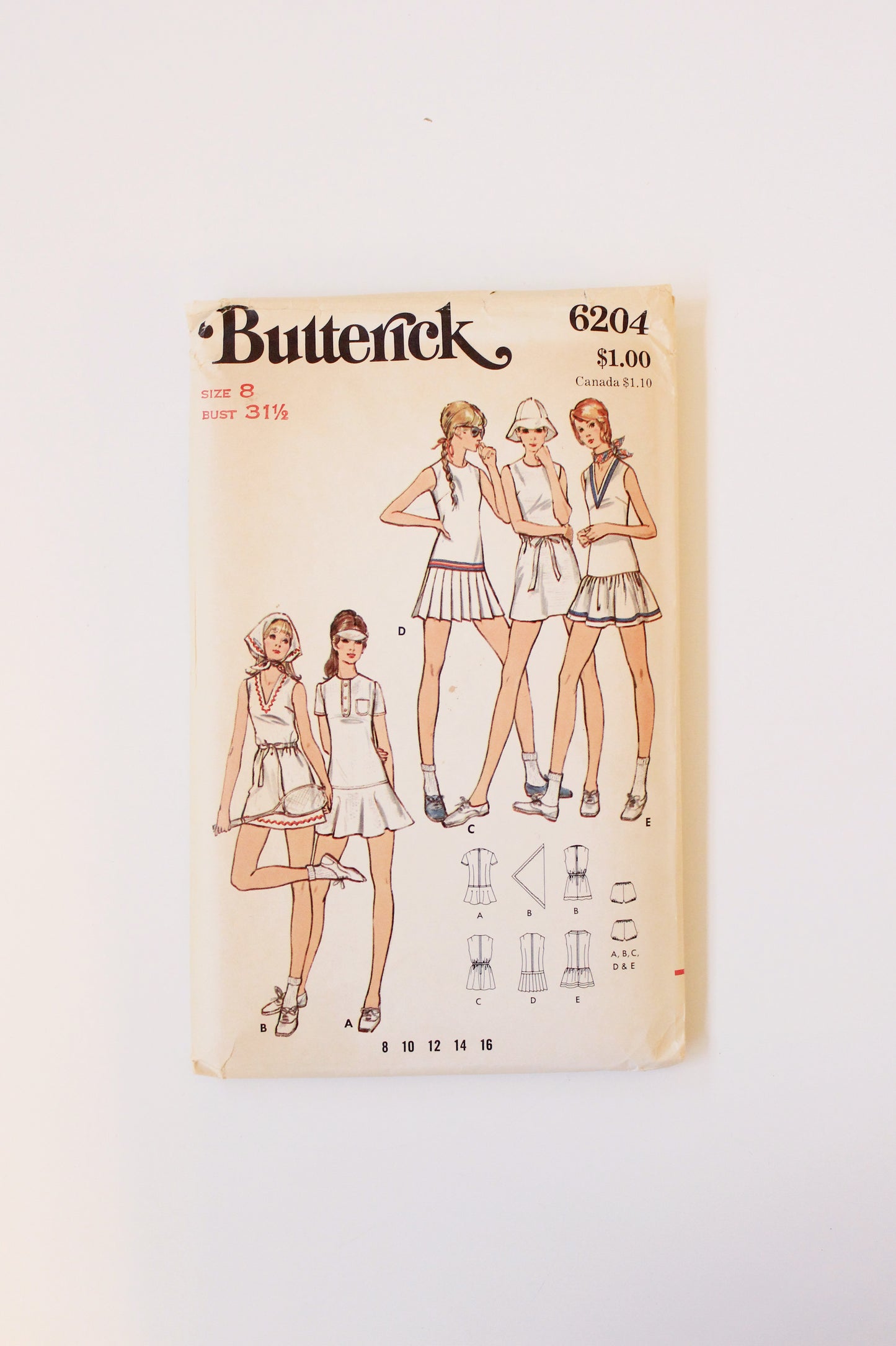 1970s Misses Summer Dress Matching Set Butterick 6204 Sewing Pattern, Partially Cut-Complete Size 8
