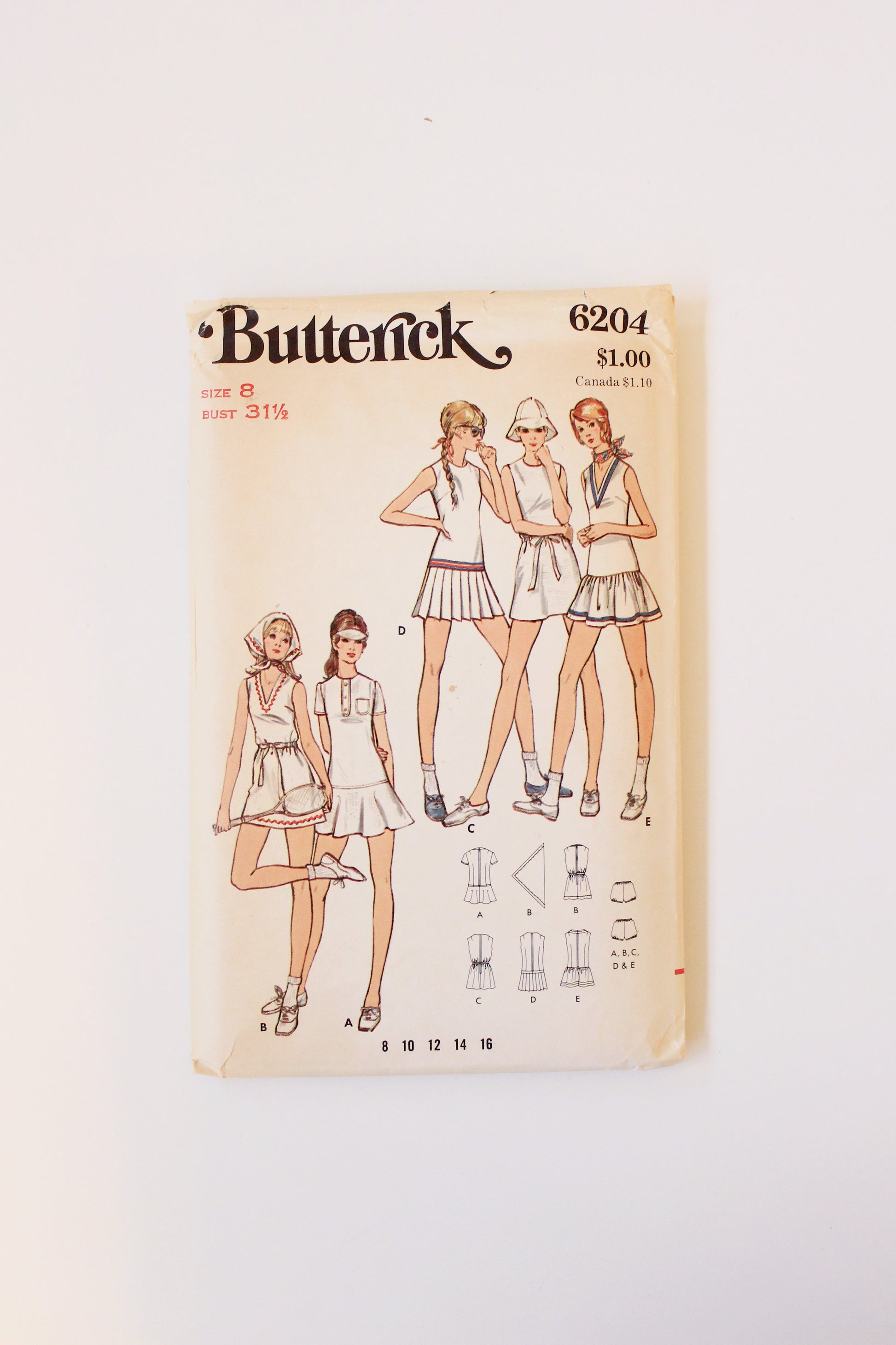 1970s Misses Summer Dress Matching Set Butterick 6204 Sewing Pattern, Partially Cut-Complete Size 8