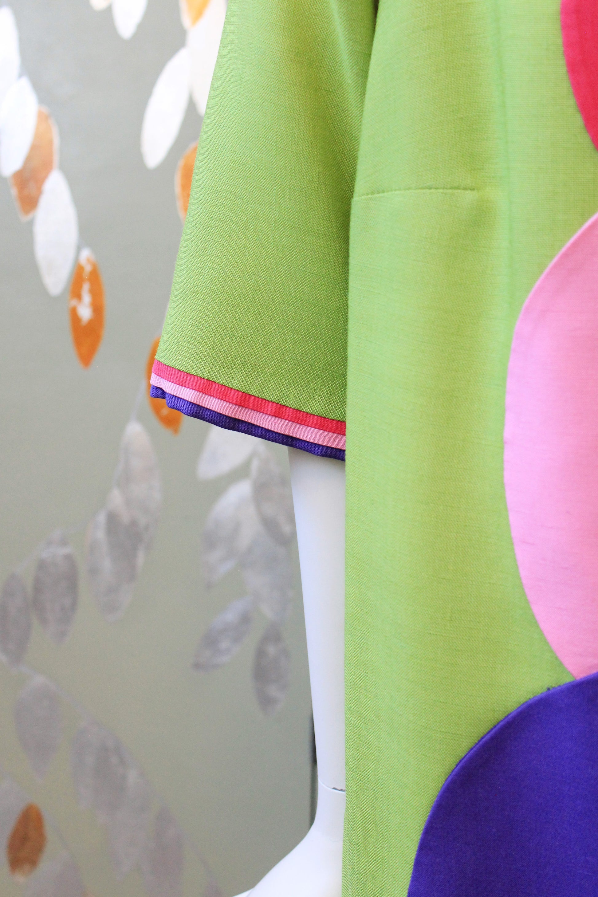 1980s Lime Green Colour Block Circle Shift Dress, Large