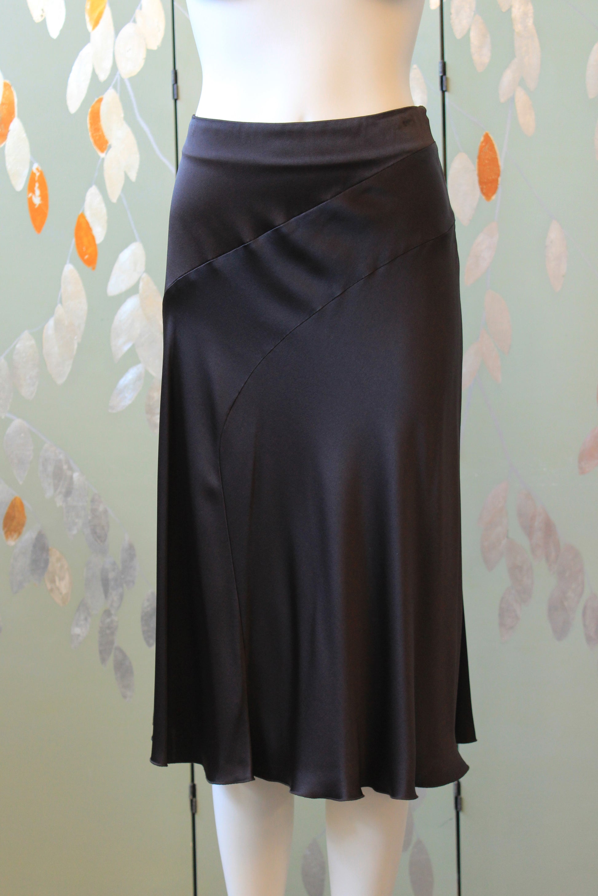 Early 2000s Donna Karan Plum Bias Cut Slinky Skirt, Medium