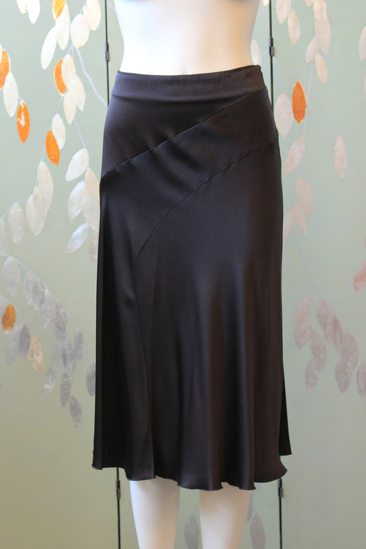 Early 2000s Donna Karan Plum Bias Cut Slinky Skirt, Medium