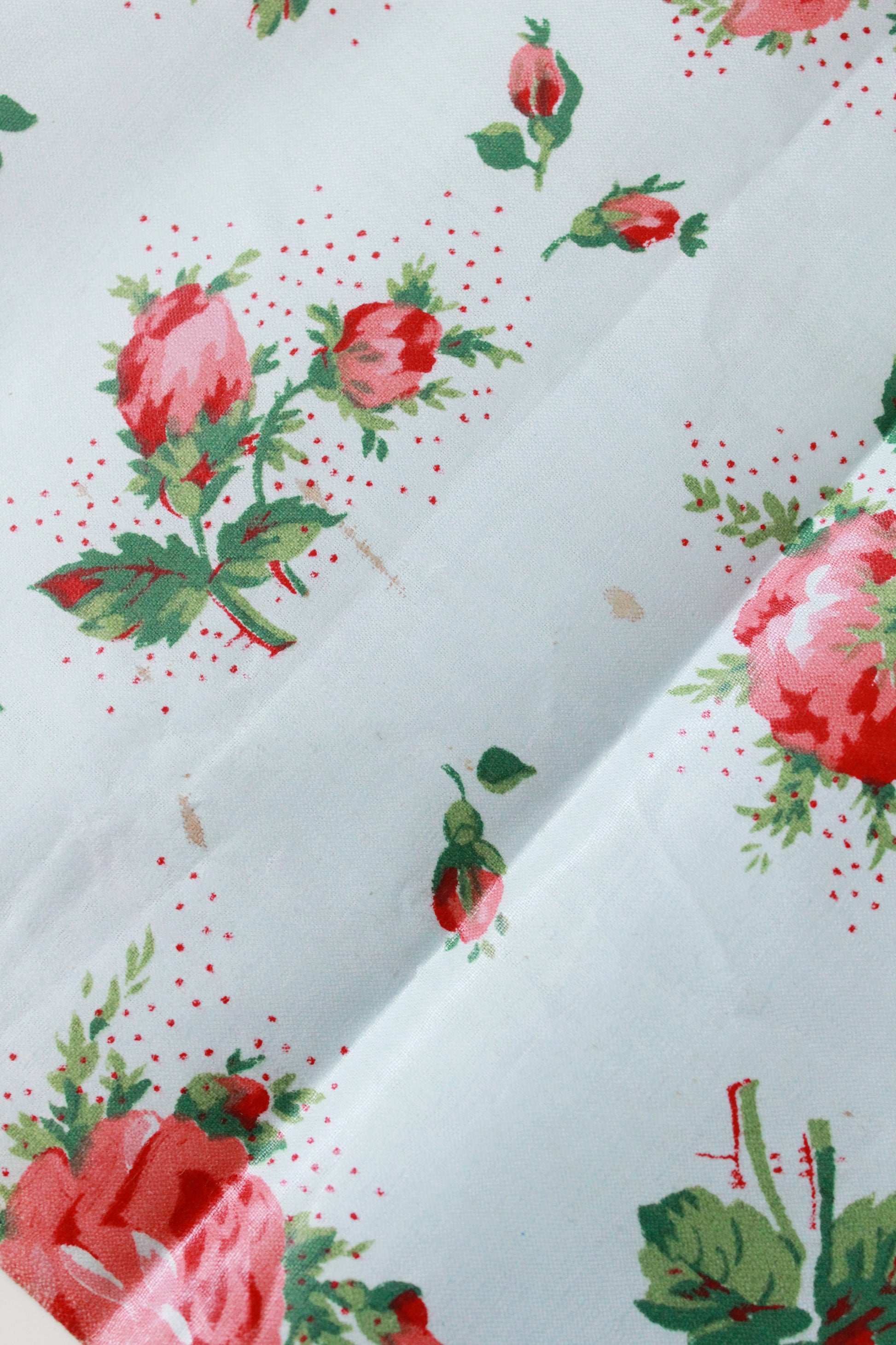 Vintage 1950s Polished Cotton Chintz Floral Print Fabric, 11.8 Yards