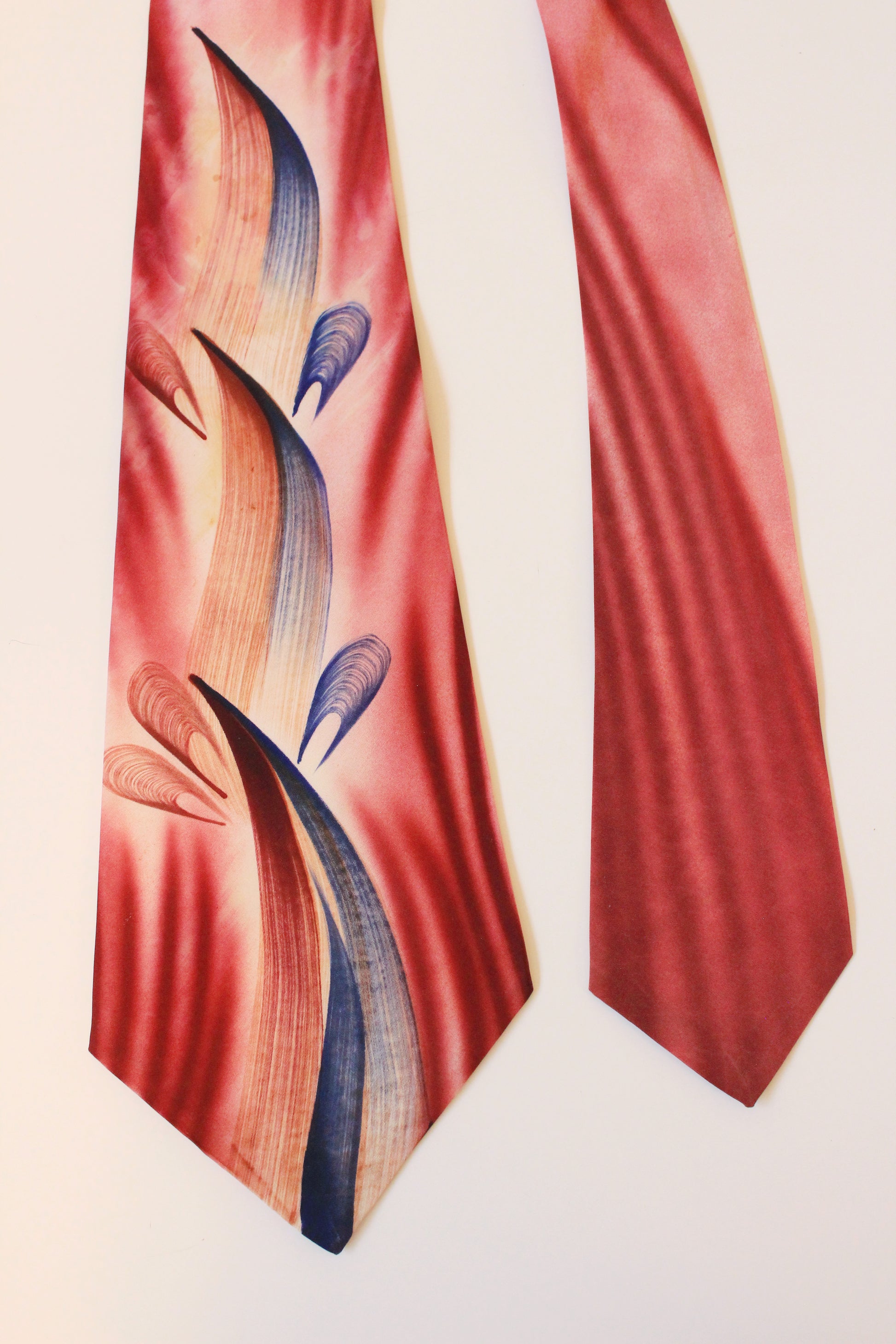 Vintage 1940s Red And Blue Abstract Line Ties