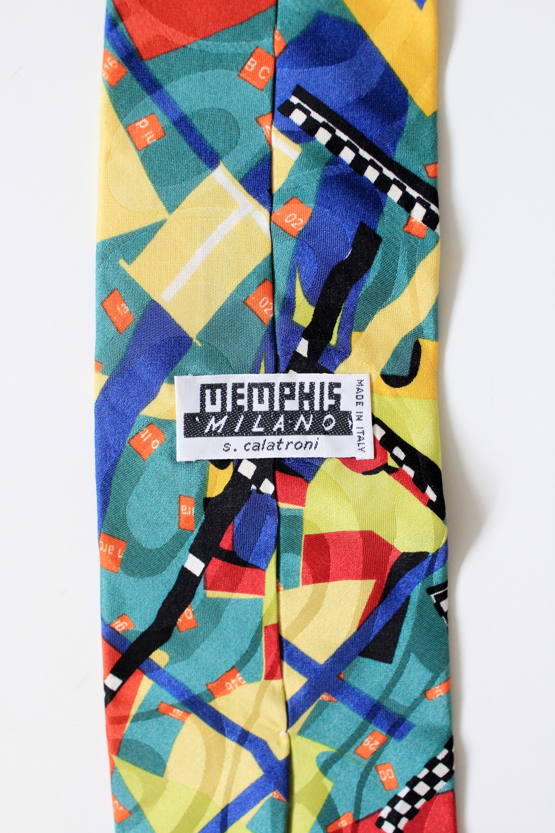1990s Colourful Memphis Milano Silk Designer Tie In An Abstract Print