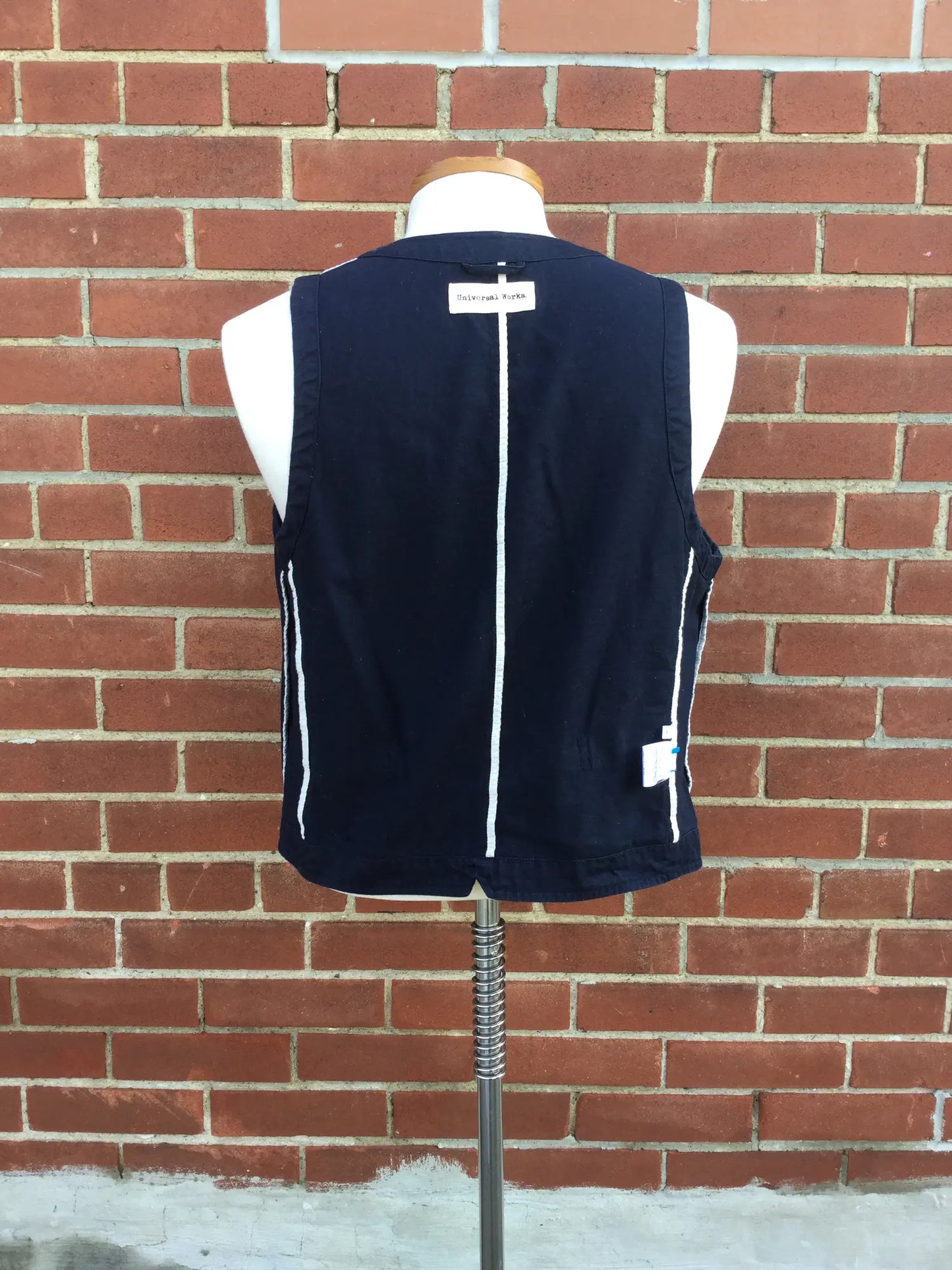 2010s Universal Works Navy Cotton Work Waistcoat, Large