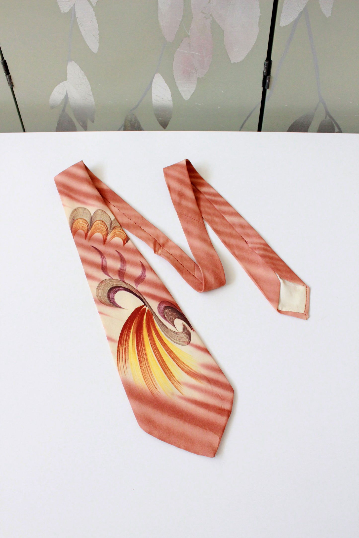 Vintage 1950s Abstract brush Stroke Hand Painted Tie