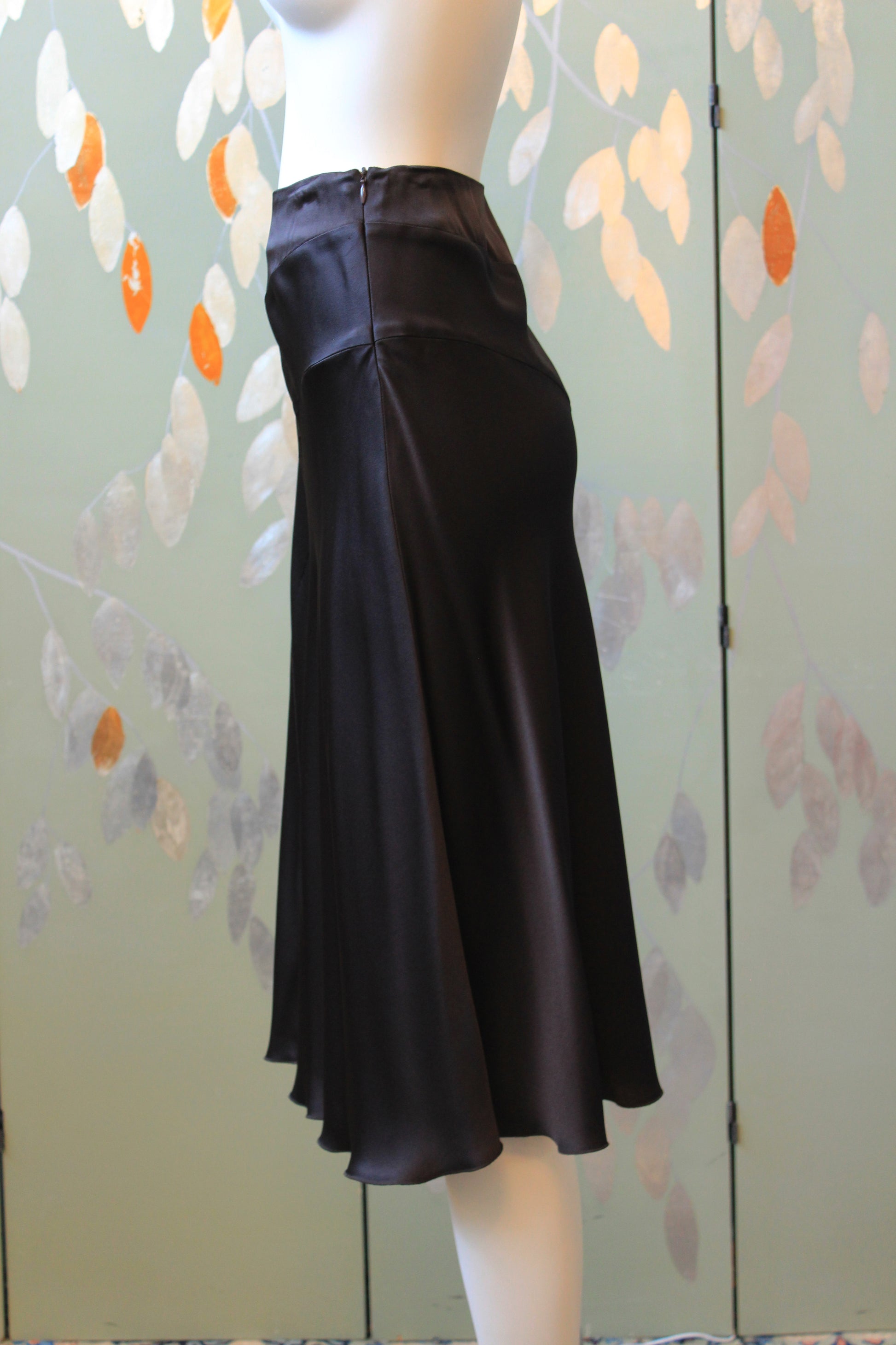 Early 2000s Donna Karan Plum Bias Cut Slinky Skirt, Medium