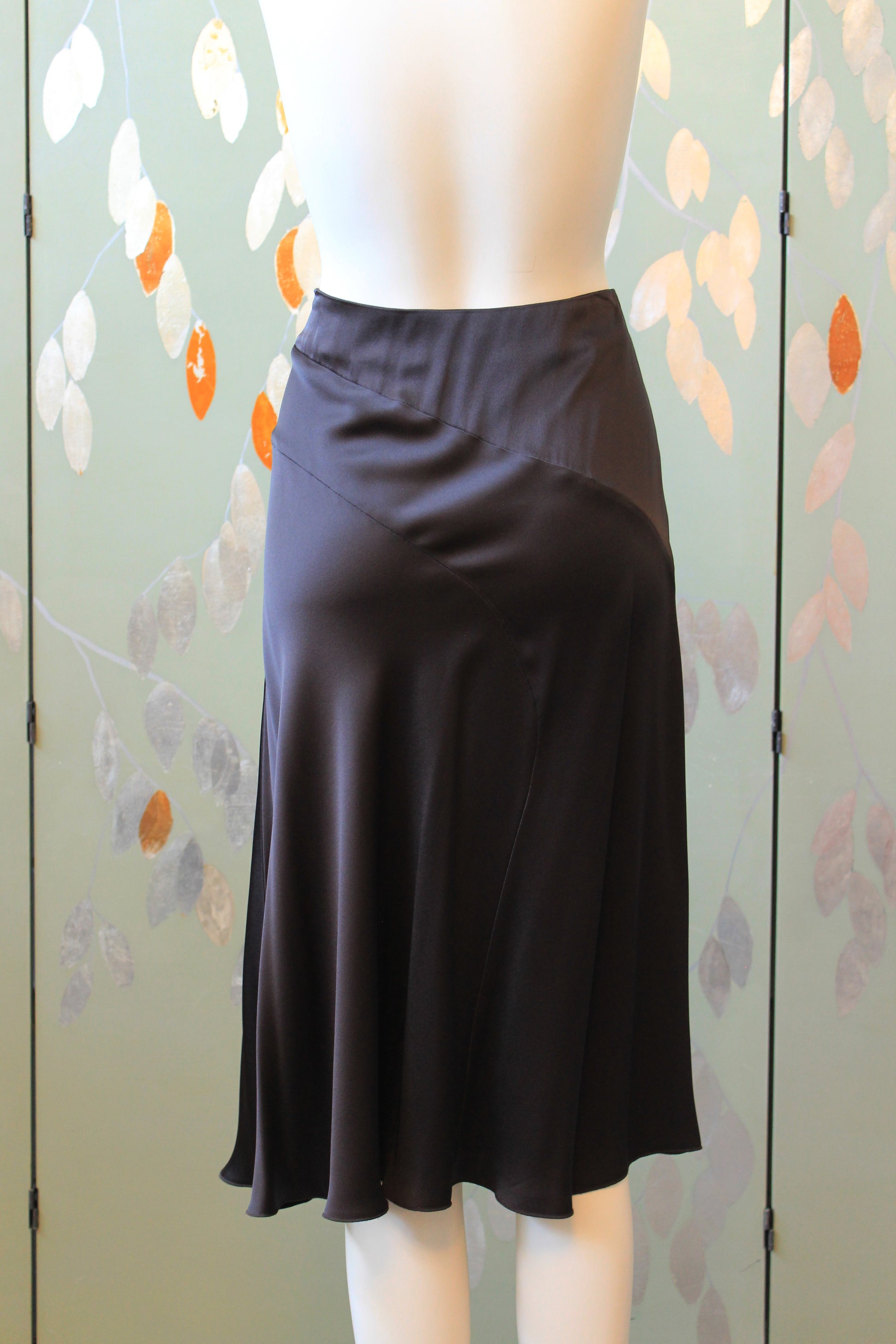 Early 2000s Donna Karan Plum Bias Cut Slinky Skirt, Medium