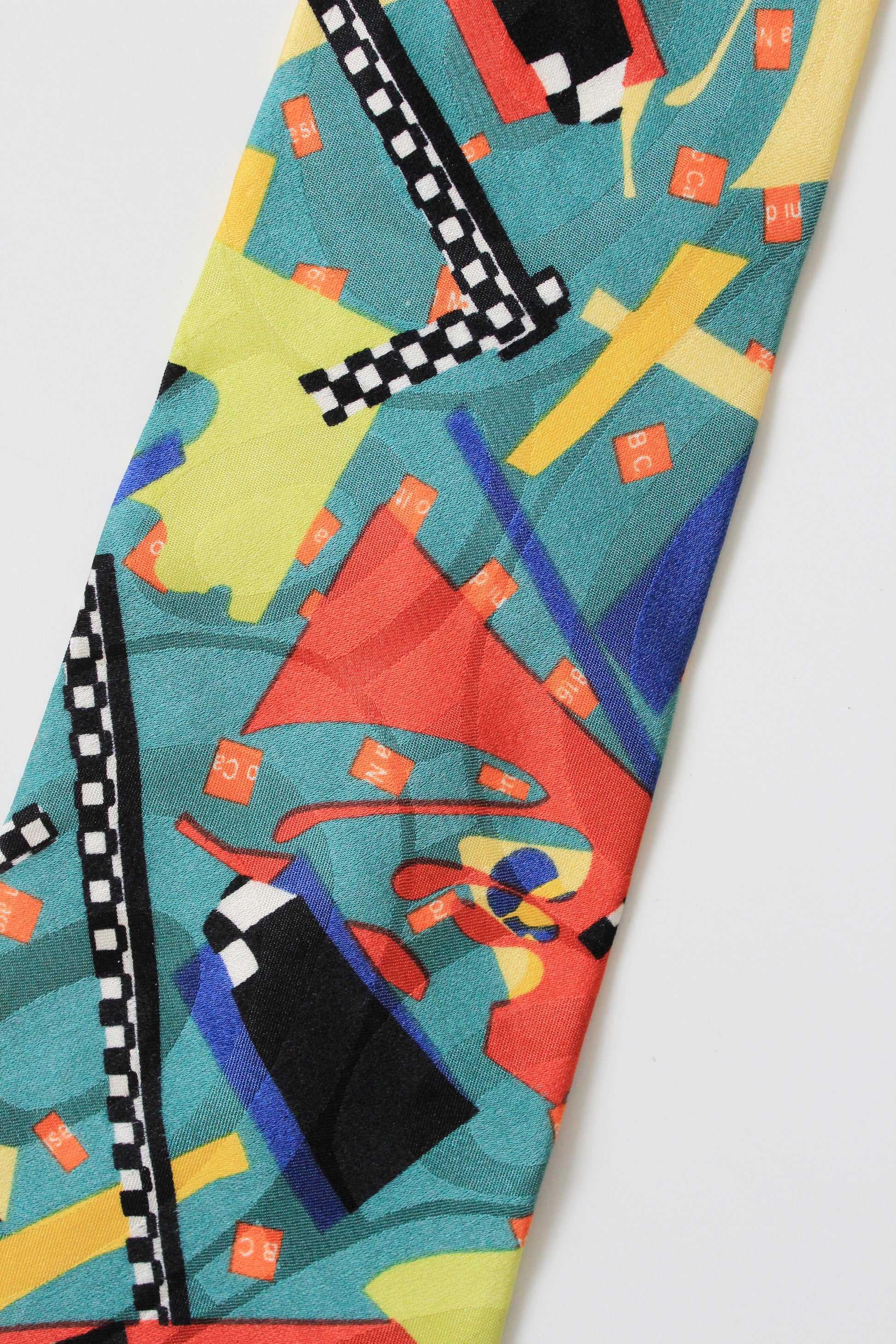 1990s Colourful Memphis Milano Silk Designer Tie In An Abstract Print