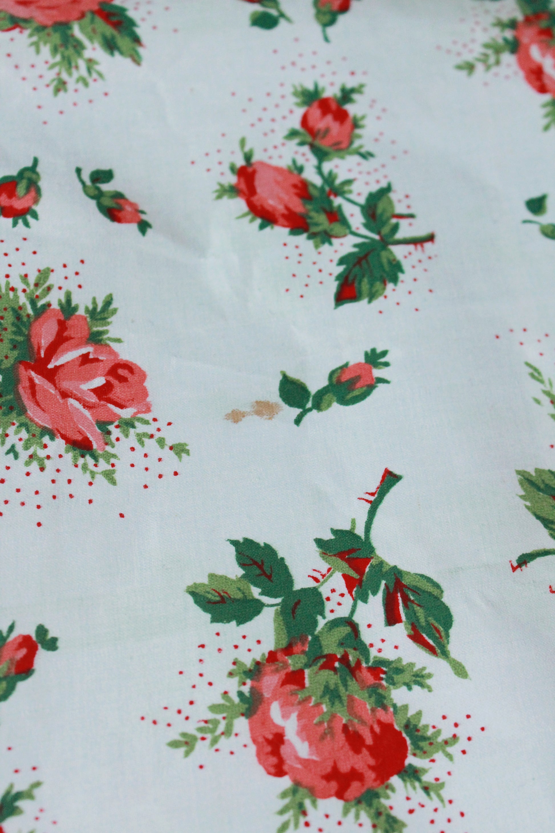 Vintage 1950s Polished Cotton Chintz Floral Print Fabric, 11.8 Yards