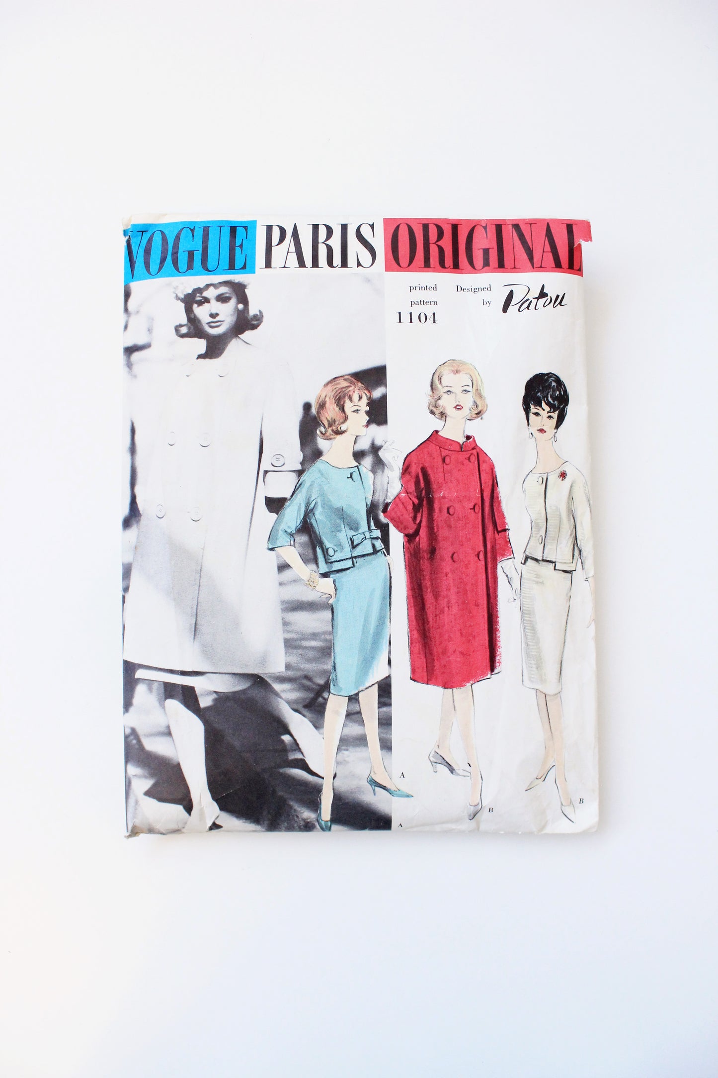1960s Suit And Coat Vogue Paris Original 1104 Sewing Pattern, Patou, Partially Cut-Complete Size 12