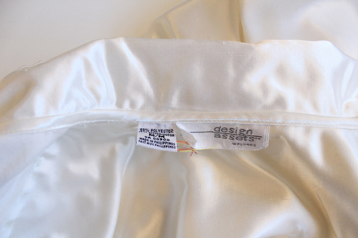 1980s Cream Satin Robe With Rosettes, Medium