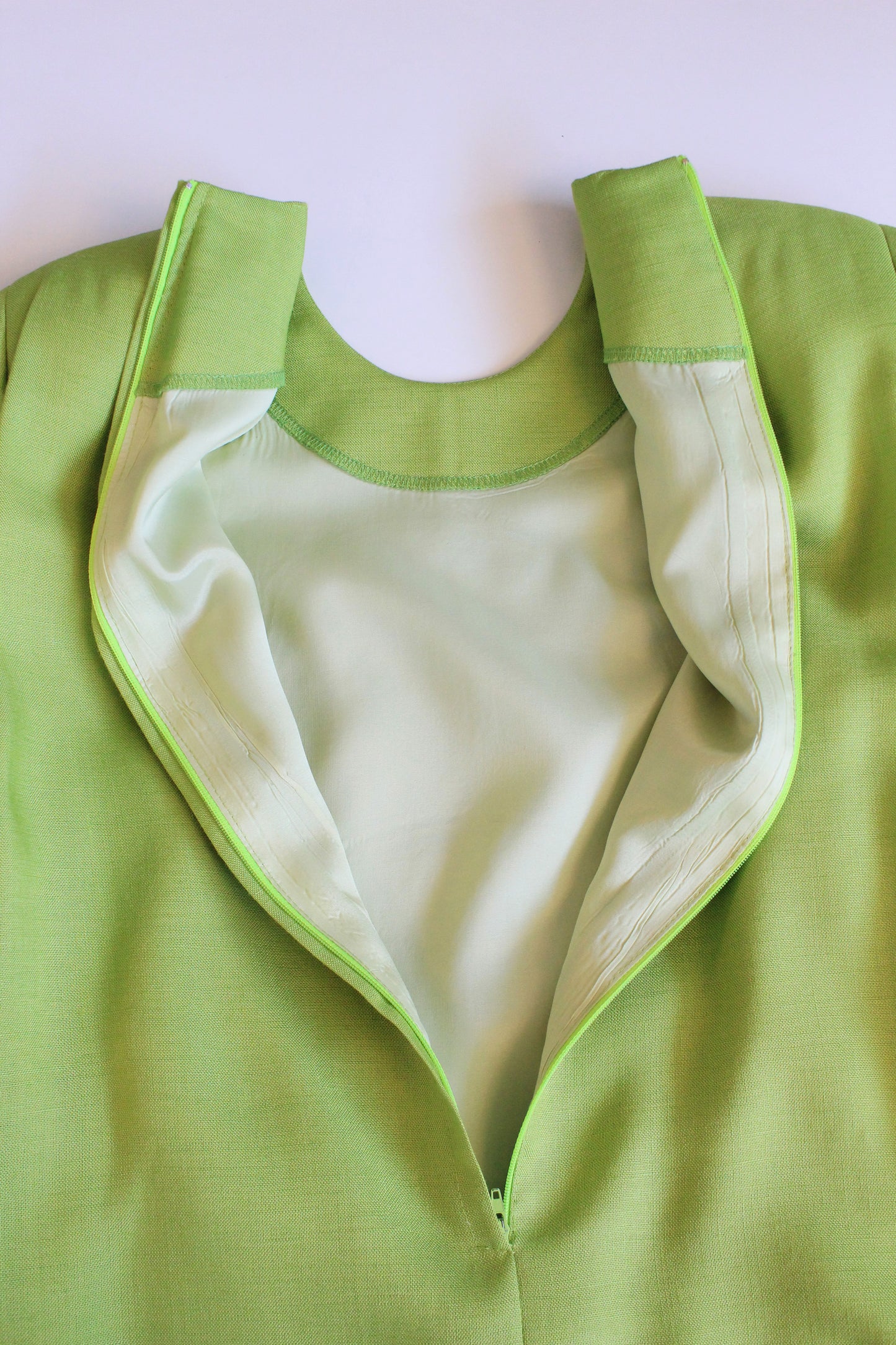 1980s Lime Green Colour Block Circle Shift Dress, Large