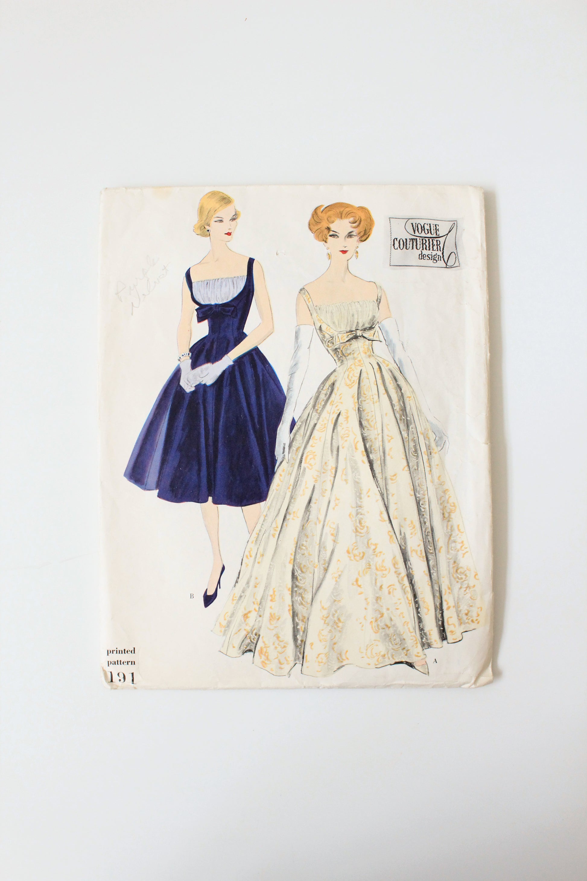 1950s Evening Gown Vogue Couturier Design 191 Sewing Pattern, Cut- Com Ian Drummond Vintage 1950s Evening Gown Vogue Couturier Design 191 Sewing Pattern, Cut- Com Ian Drummond Vintage