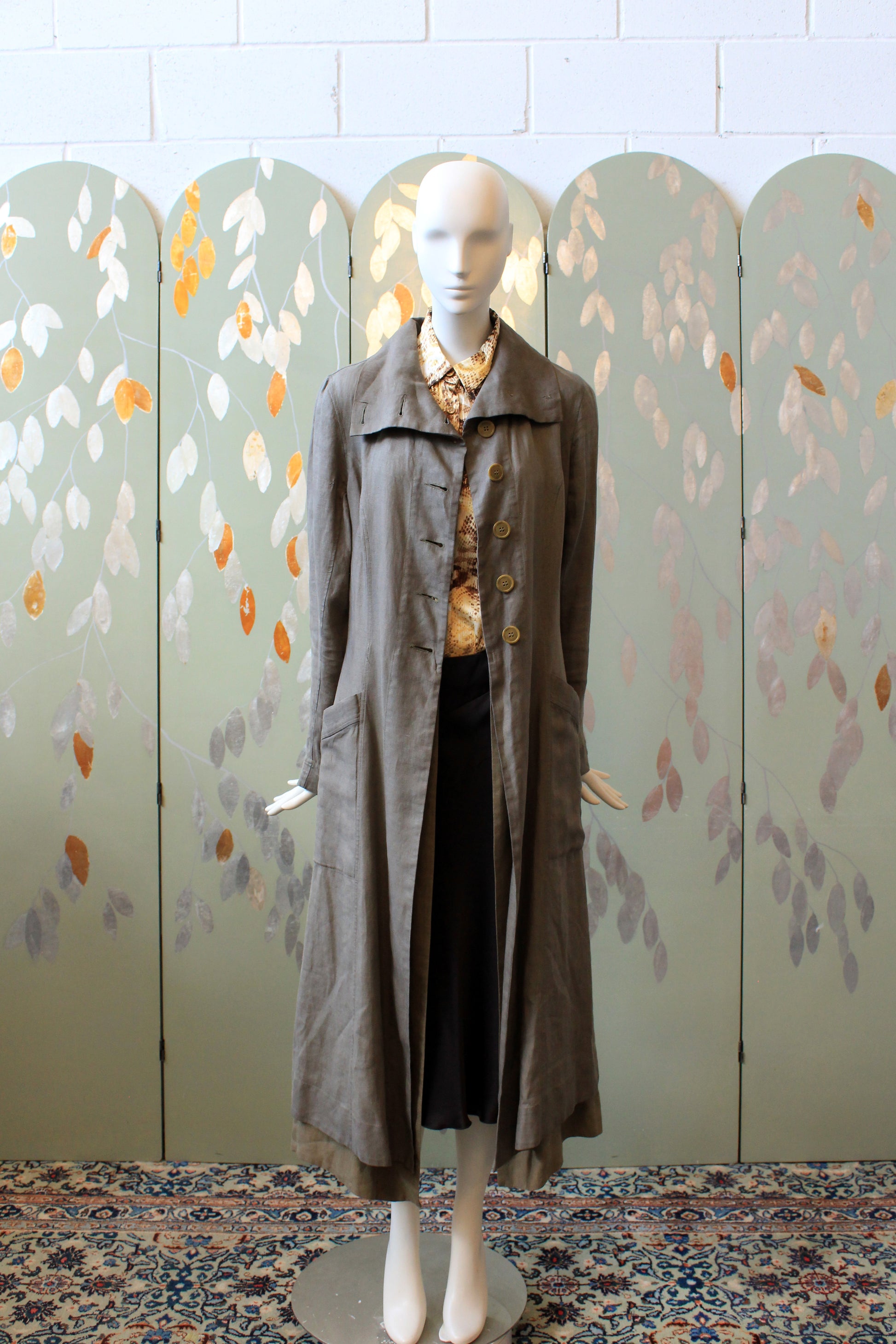 1990s Nina Mdvani Timeless Grey Linen Collared Jacket Jacket, XS