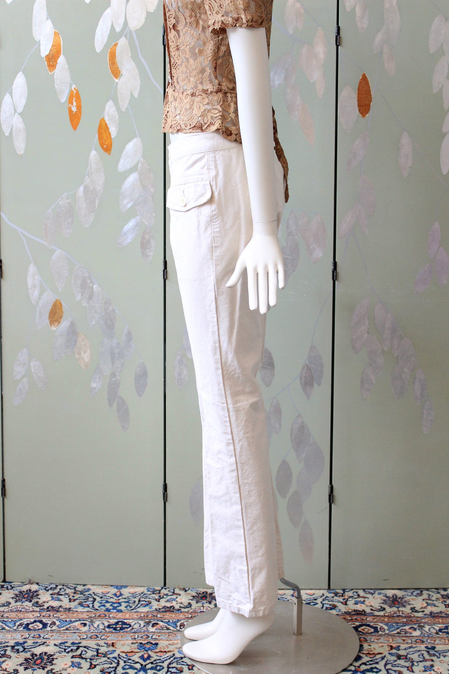 Early 2000s Cream Low Rise Straight leg Pants, Small
