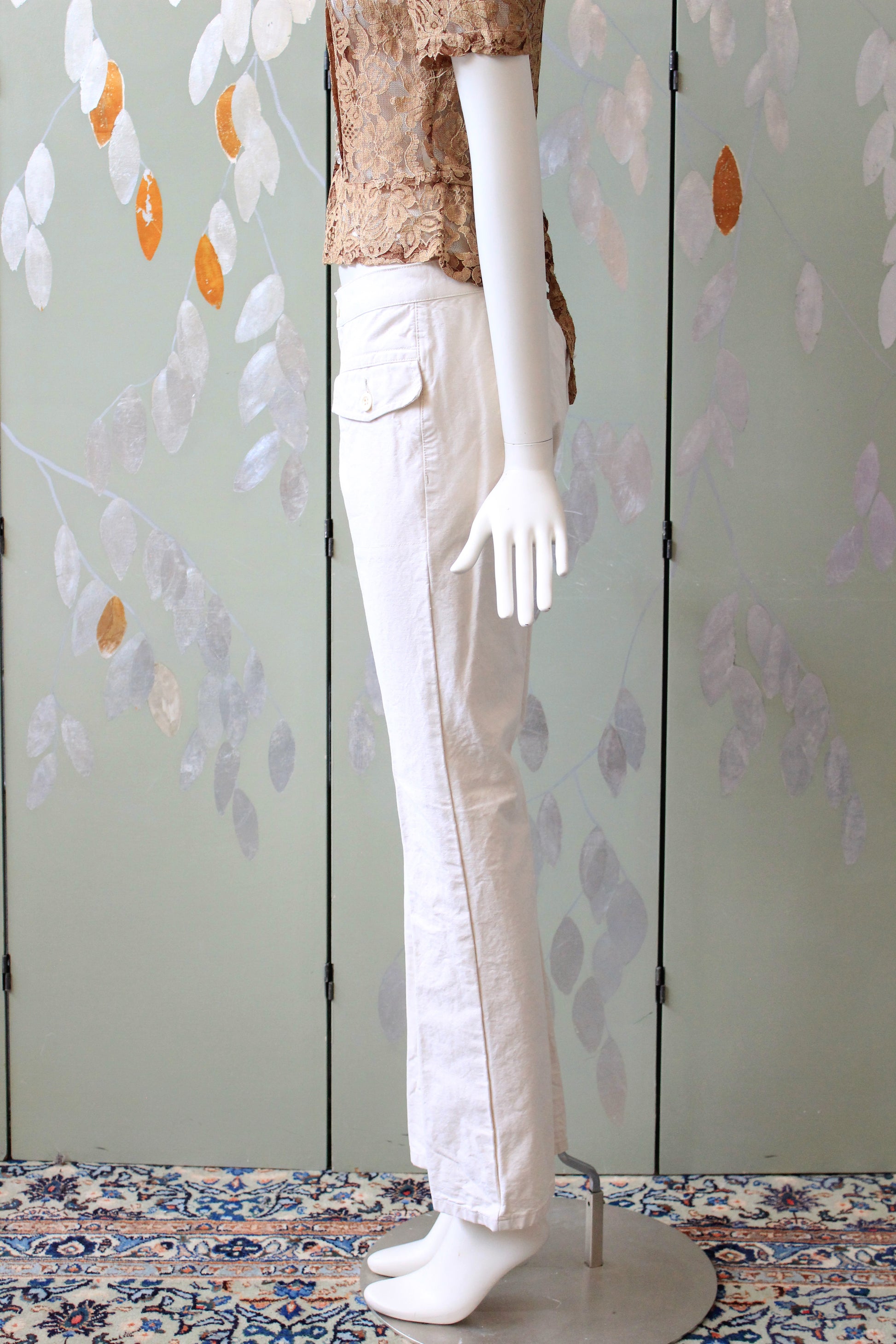 Early 2000s Cream Low Rise Straight leg Pants, Small