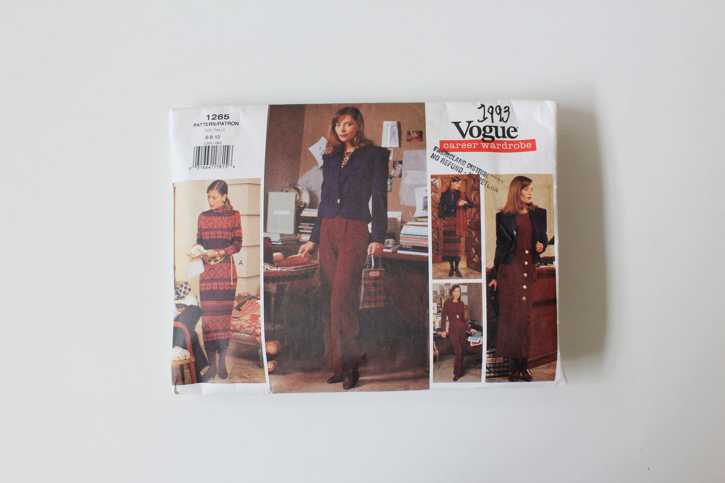 1990s Multi-piece Vogue Career Wardrobe 1265 Sewing Pattern, Jacket/Dress/Top/skirt/Pants, Uncut Size 6-10