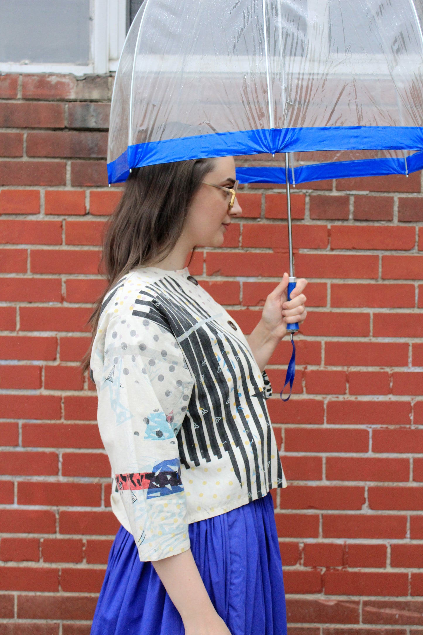 Vintage 1990s Hand Printed Button-Up Canadiana Crop Top, Large