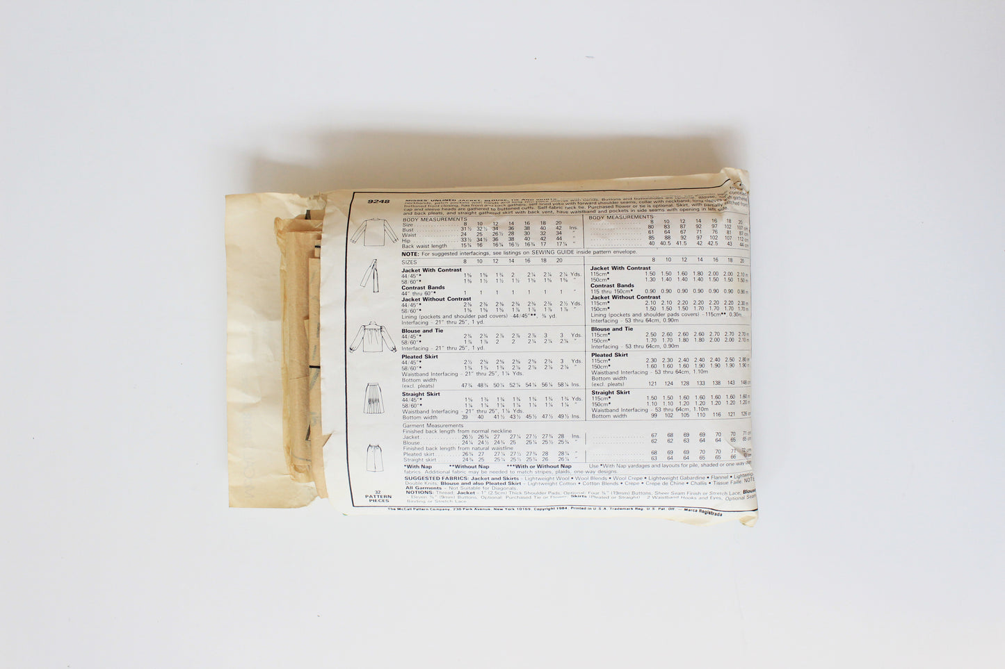 1980s Jacket/Blouse/Tie/Shirt McCall's 9248 Sewing Pattern, Dynasty Tv Series, Partly Cut, Size 20