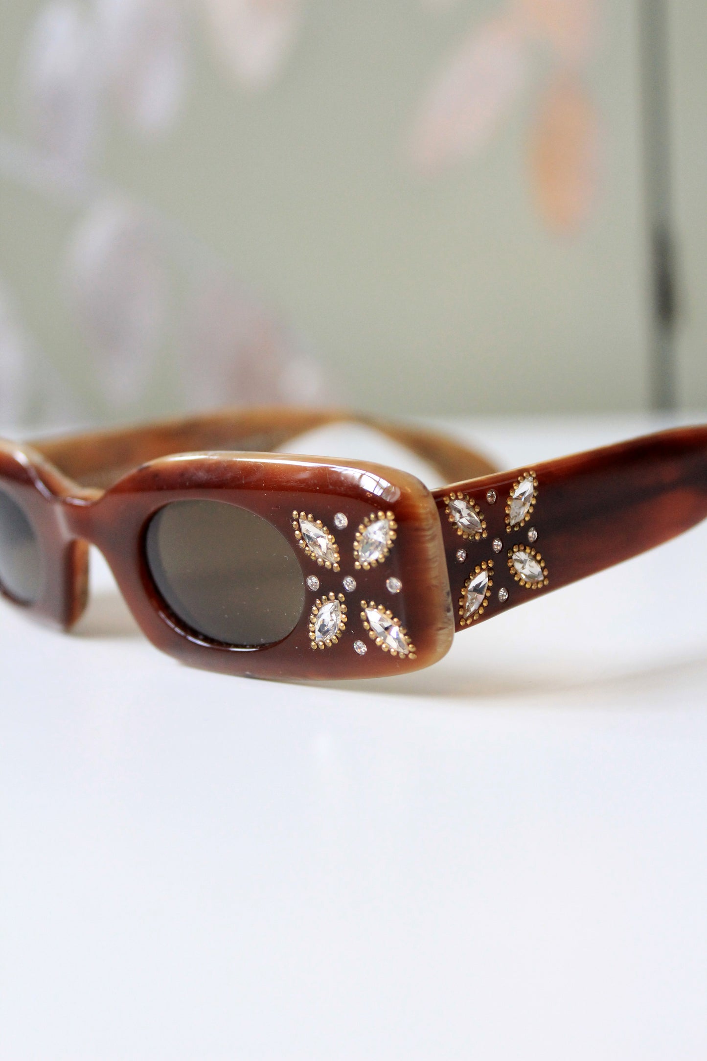 1990s Rhinestone Stars Brown Harry Lary's Sunglasses