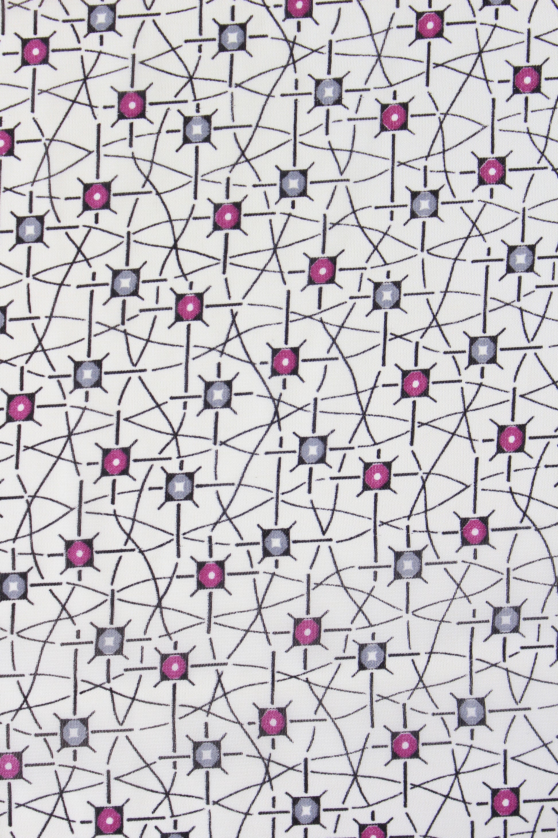 1940s White Abstract Purple And Grey Burst  Print Rayon Sewing Fabric, 3.6 Yards