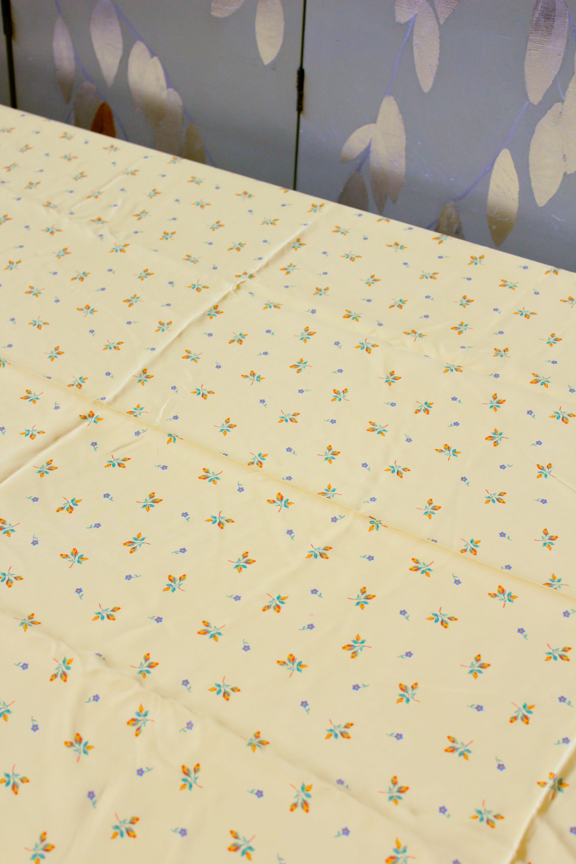 1940s Butter Yellow Small Ditsy Floral Print Rayon Sewing Fabric, 7 Yards